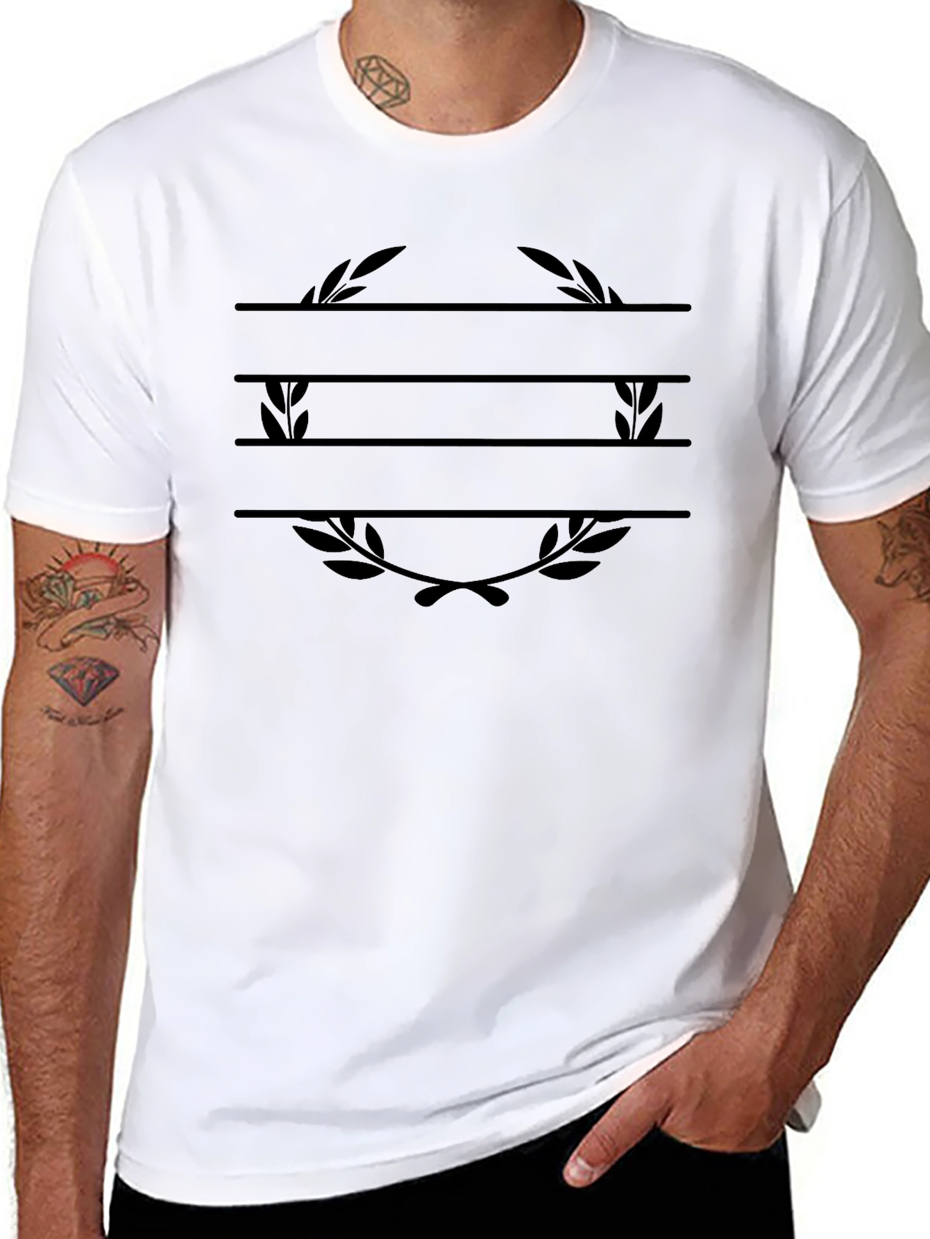 Black Personalized Laurel Wreath T-Shirt view 8