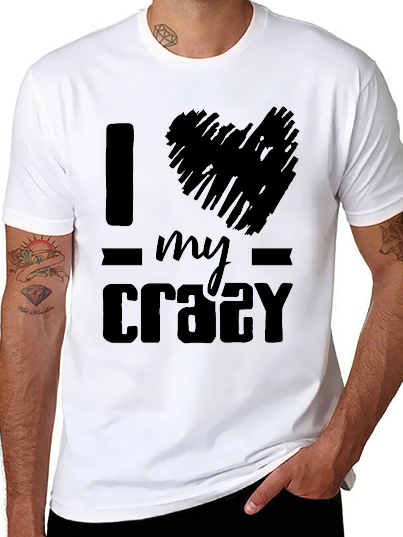 Black I Heart My Crazy T-Shirt - Black Graphic Tee view 8