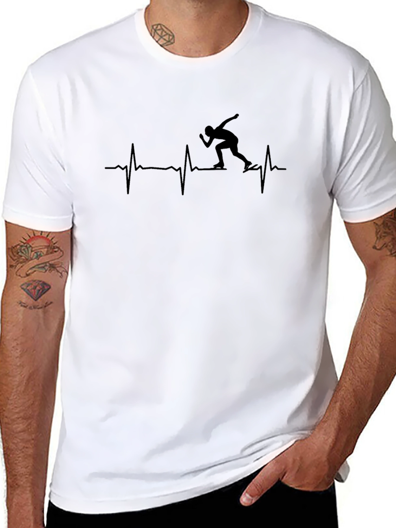 Black Runner Heartbeat Graphic Tee - Athletic Black T-Shirt view 8