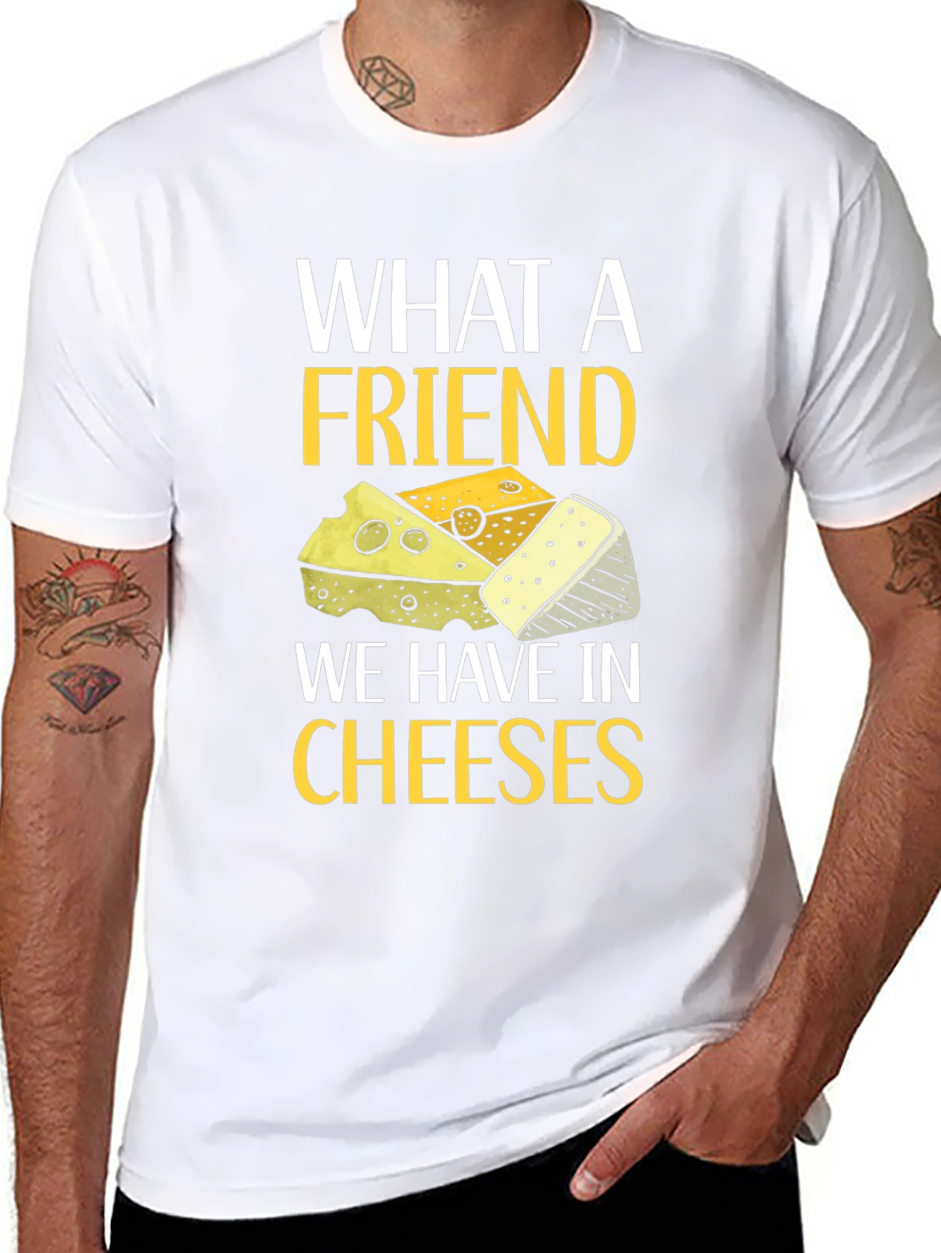 Black What a Friend Cheeses T-Shirt view 8