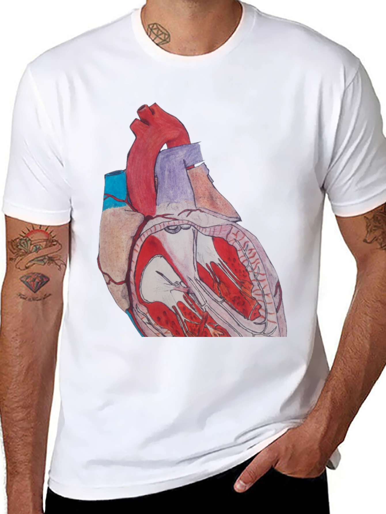 Black Anatomical Heart Graphic Tee - Black view 8