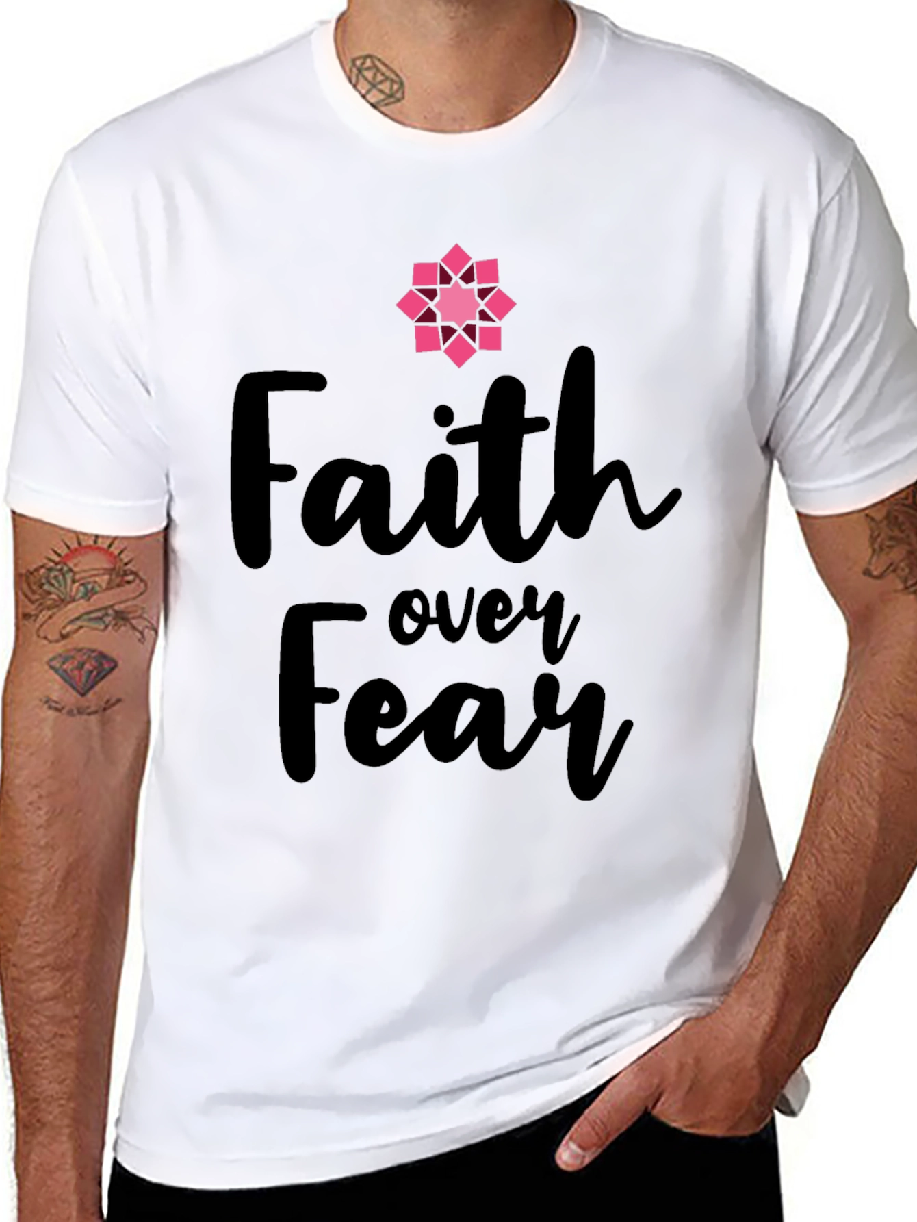 Black Faith Over Fear Graphic Tee - Inspirational T-Shirt view 8