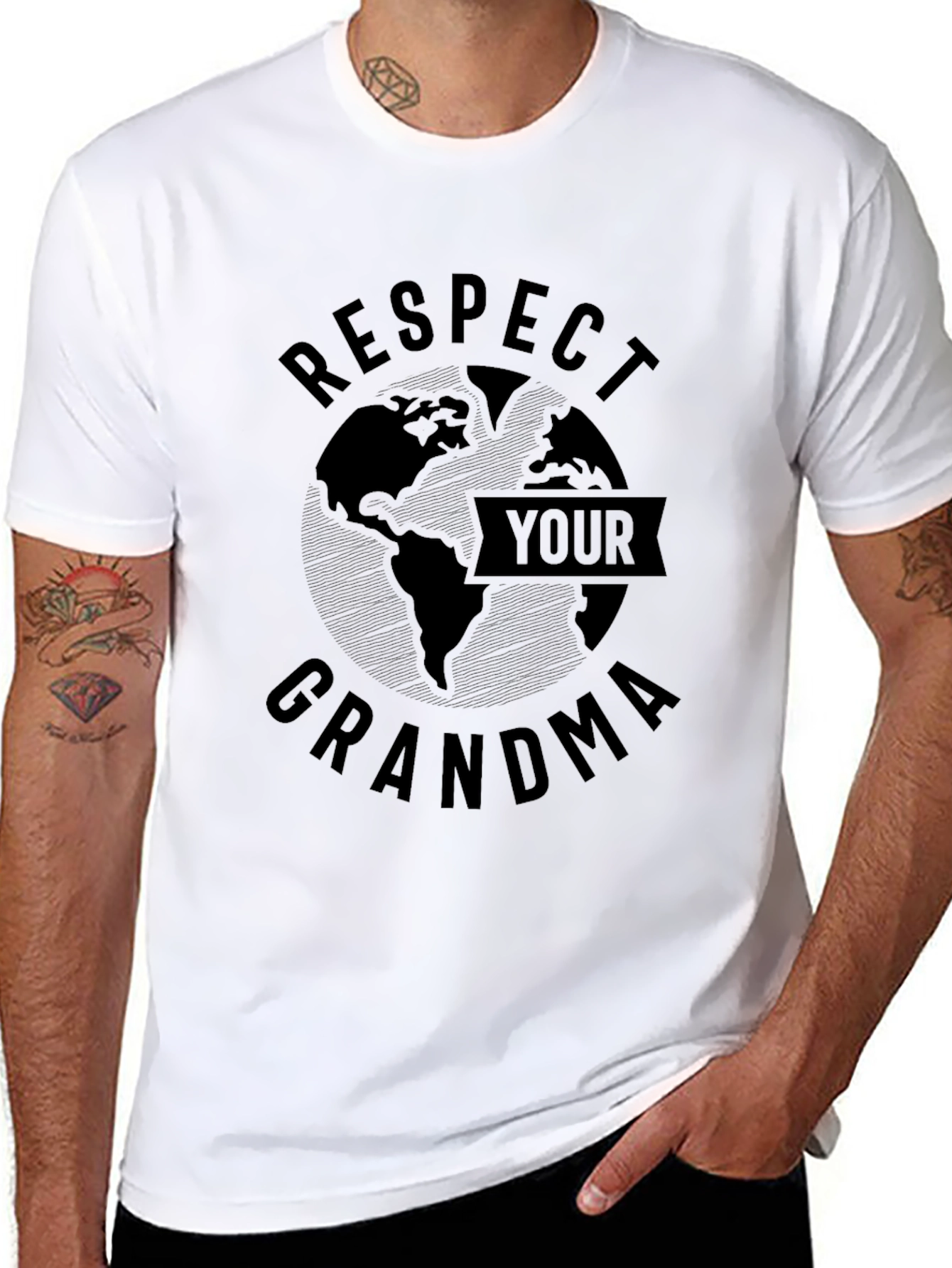 Black Respect Your Grandma Earth T-Shirt view 8