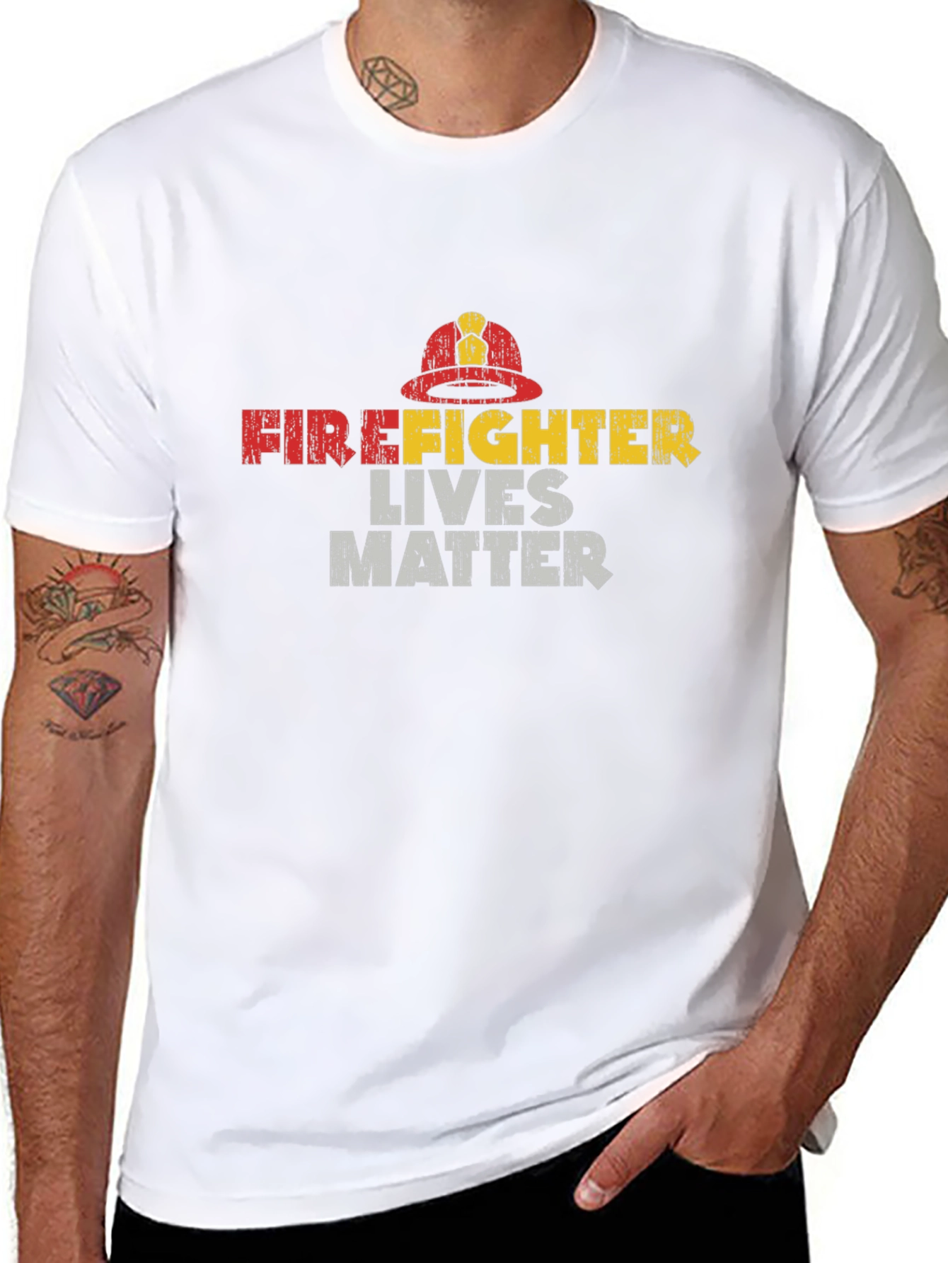 Black Firefighter Lives Matter Graphic T-Shirt view 8