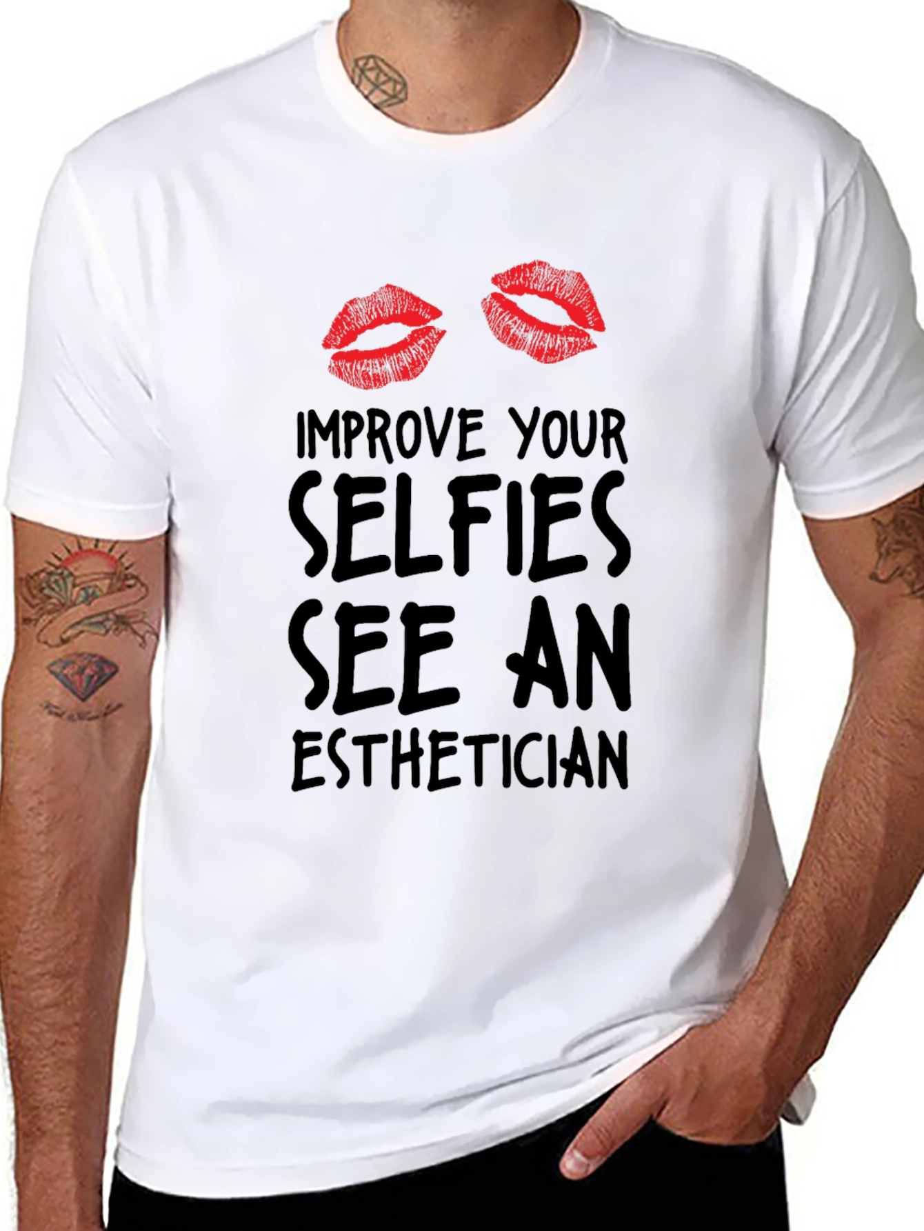Black Improve Your Selfies Esthetician T-Shirt view 8
