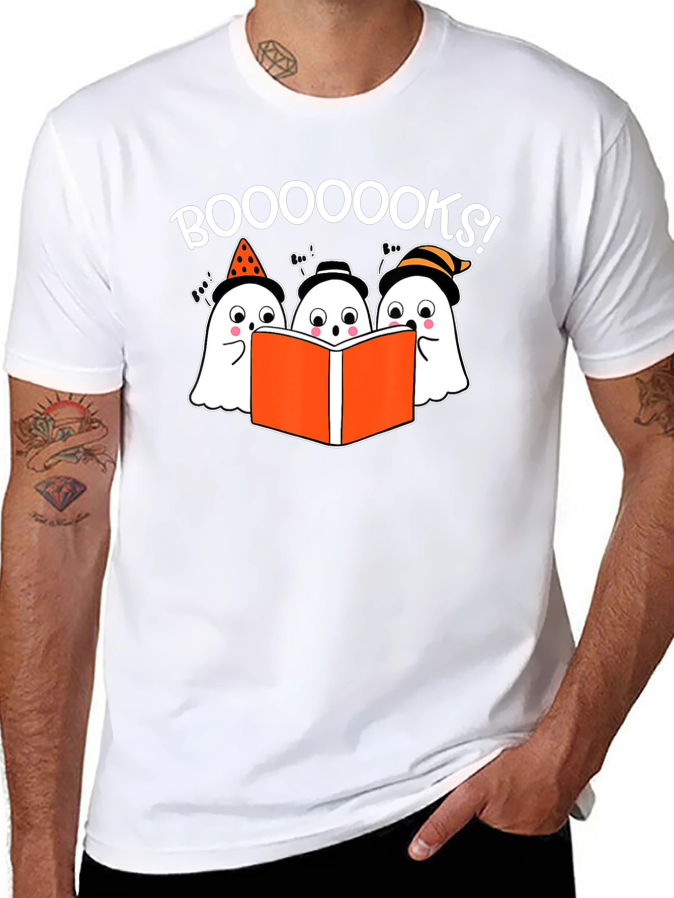Black Boo-ooks! Halloween Ghost Reader T-Shirt view 8