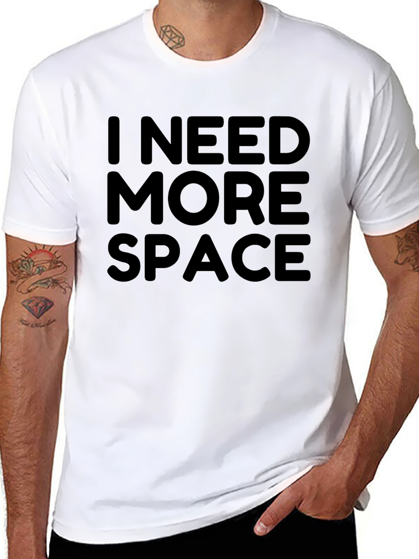 Black I Need More Space Graphic T-Shirt - Black Crew Neck Tee view 8