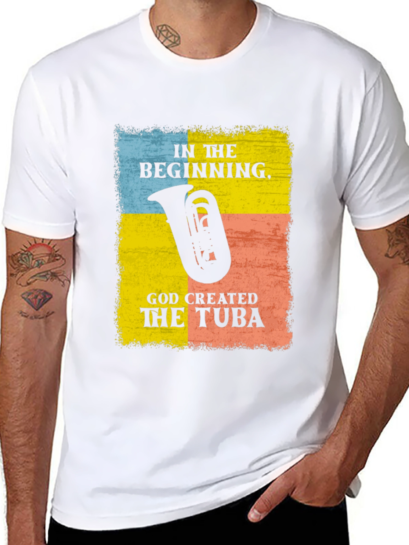 Black In The Beginning Tuba Graphic Tee view 8
