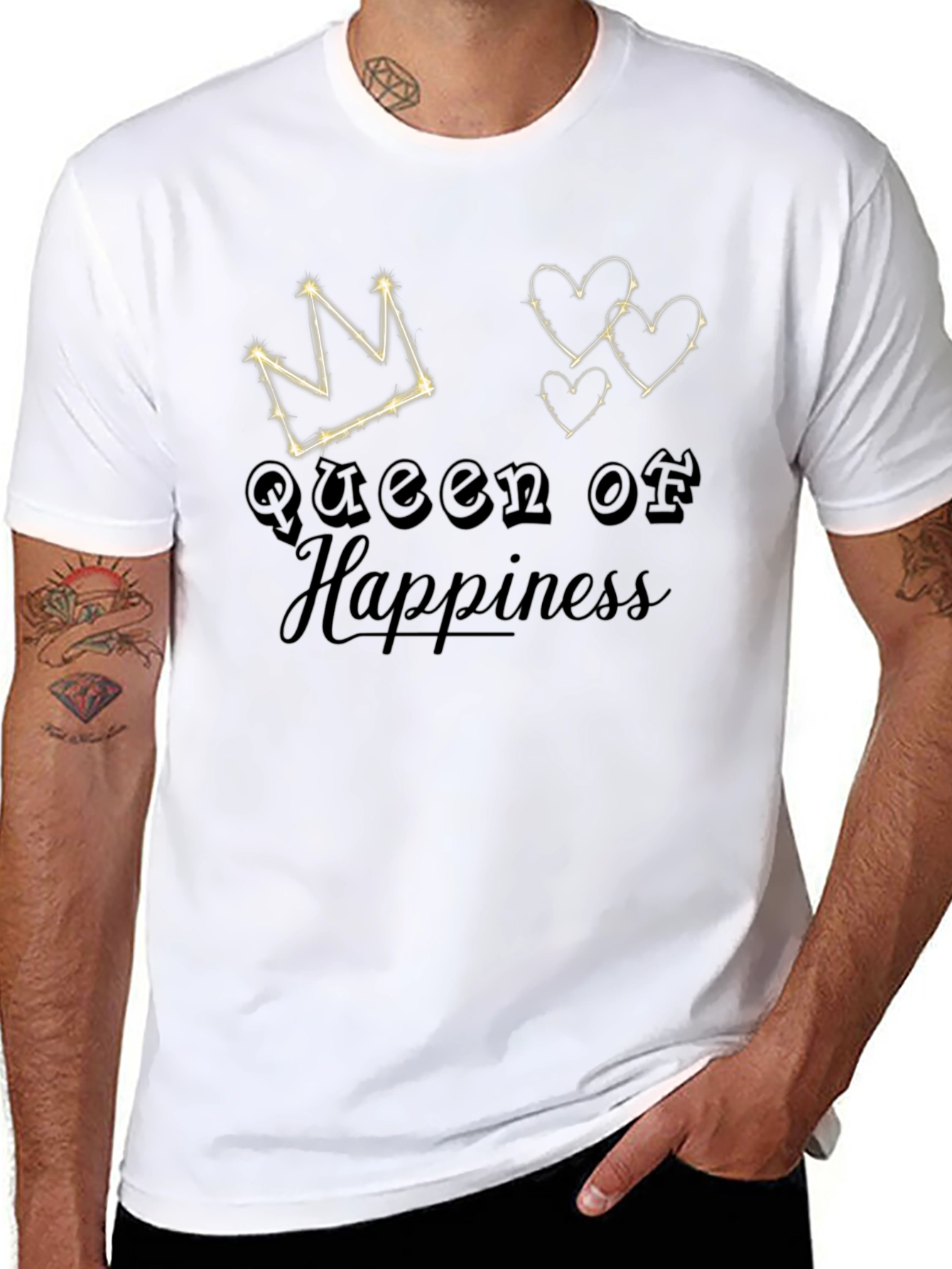 Black Queen of Happiness Black Graphic Tee view 8
