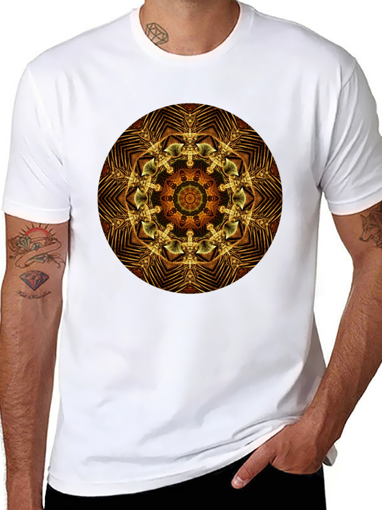 Black Geometric Mandala Graphic Tee - Black view 8
