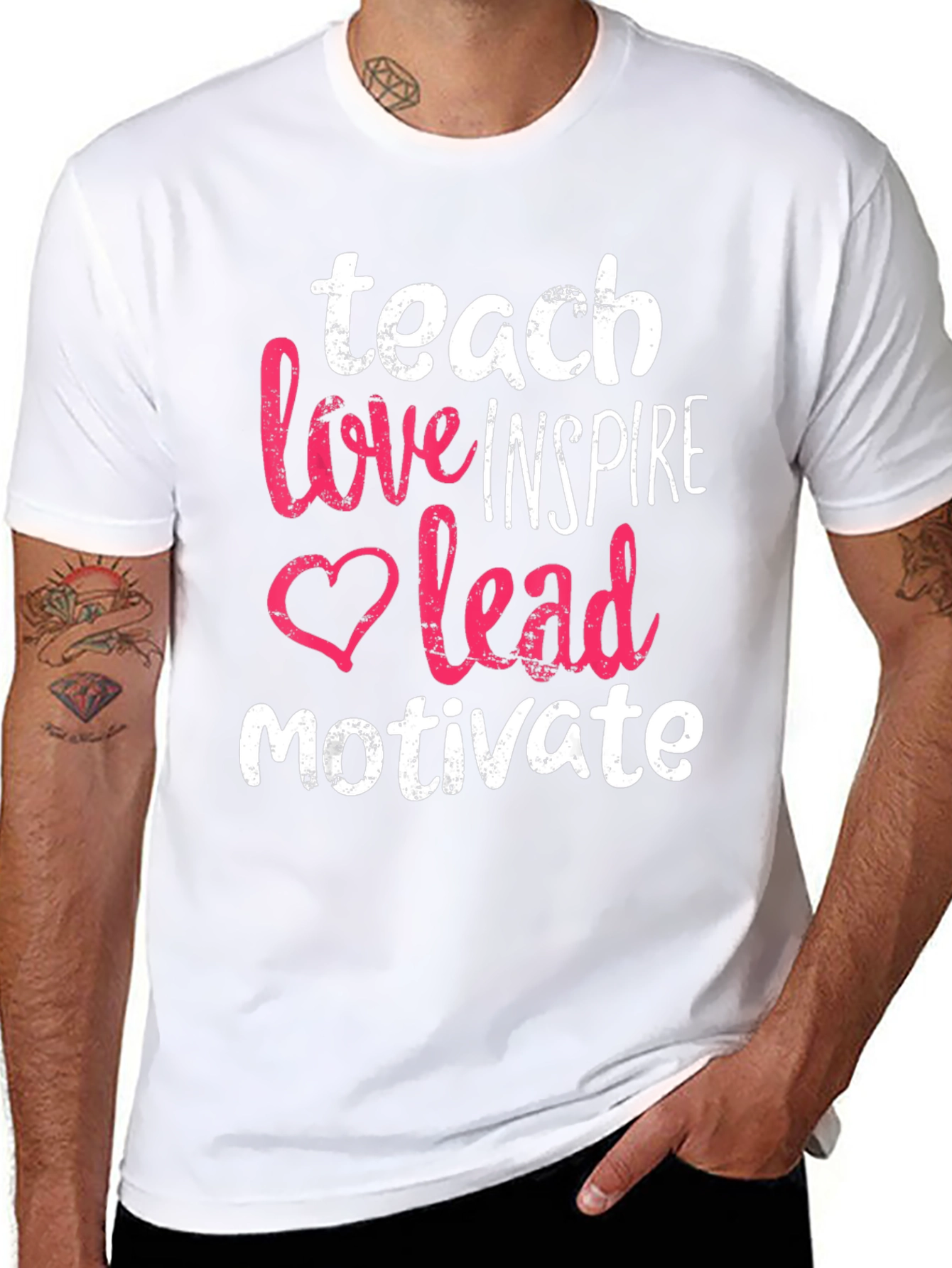 Black Teach Love Inspire Lead Motivate T-Shirt view 8