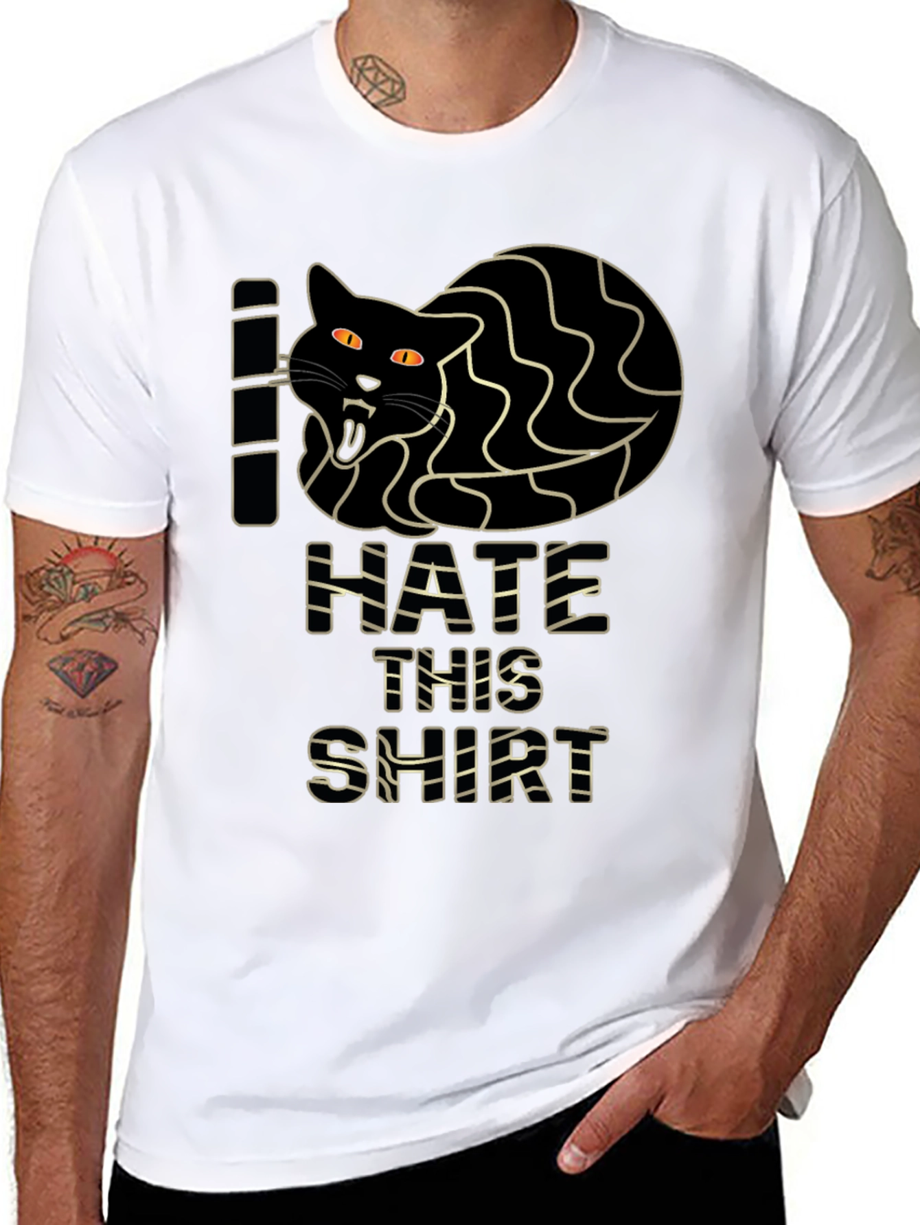 Black I Hate This Shirt - Funny Cat Graphic Tee view 8