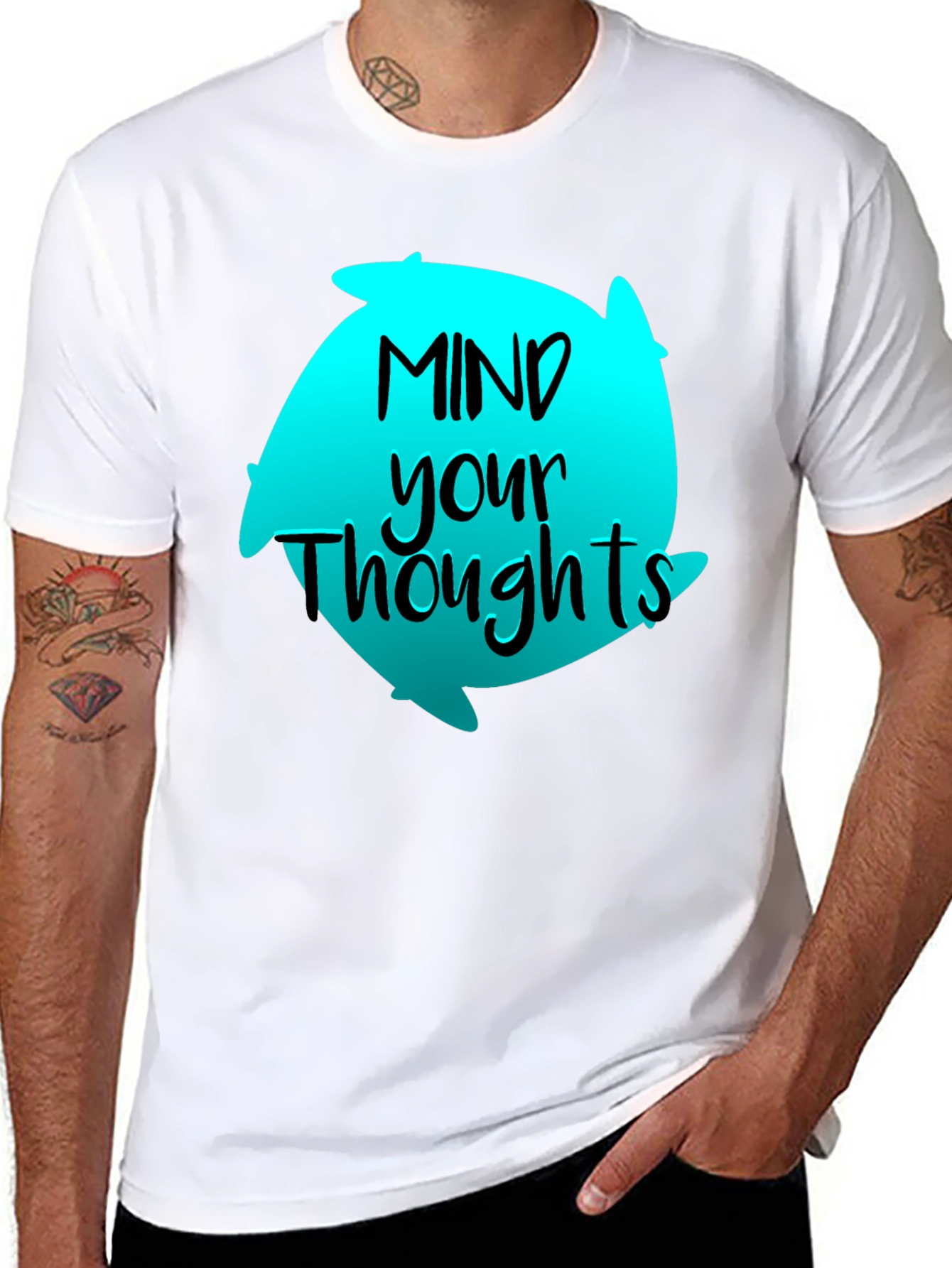 Black Mind Your Thoughts Graphic T-Shirt - Black view 8