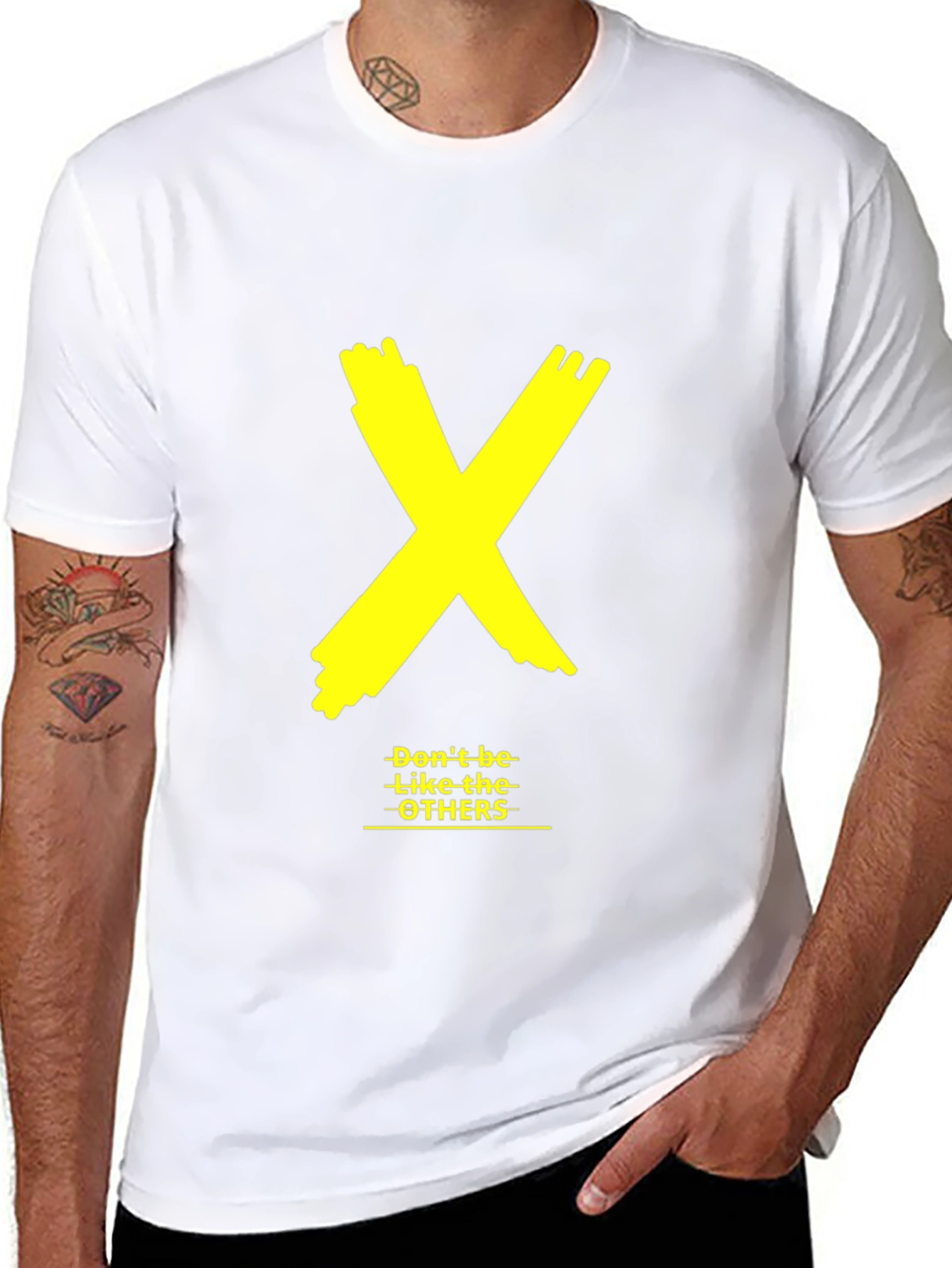 Black Bold Yellow X Graphic Black Tee - "Don't be like the OTHERS" view 8