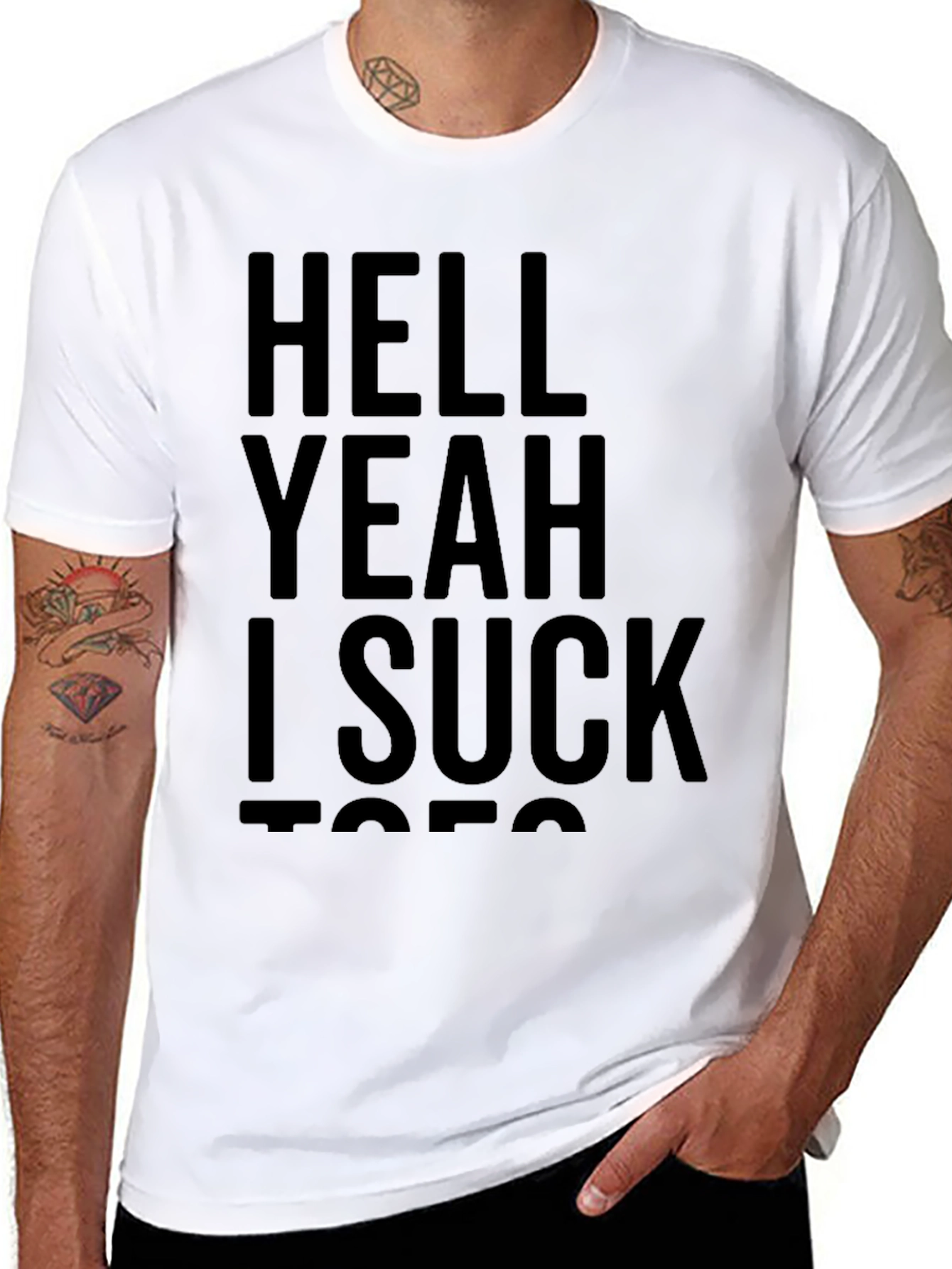 Black Funny Graphic T-Shirt - Hell Yeah I Suck Toes view 8