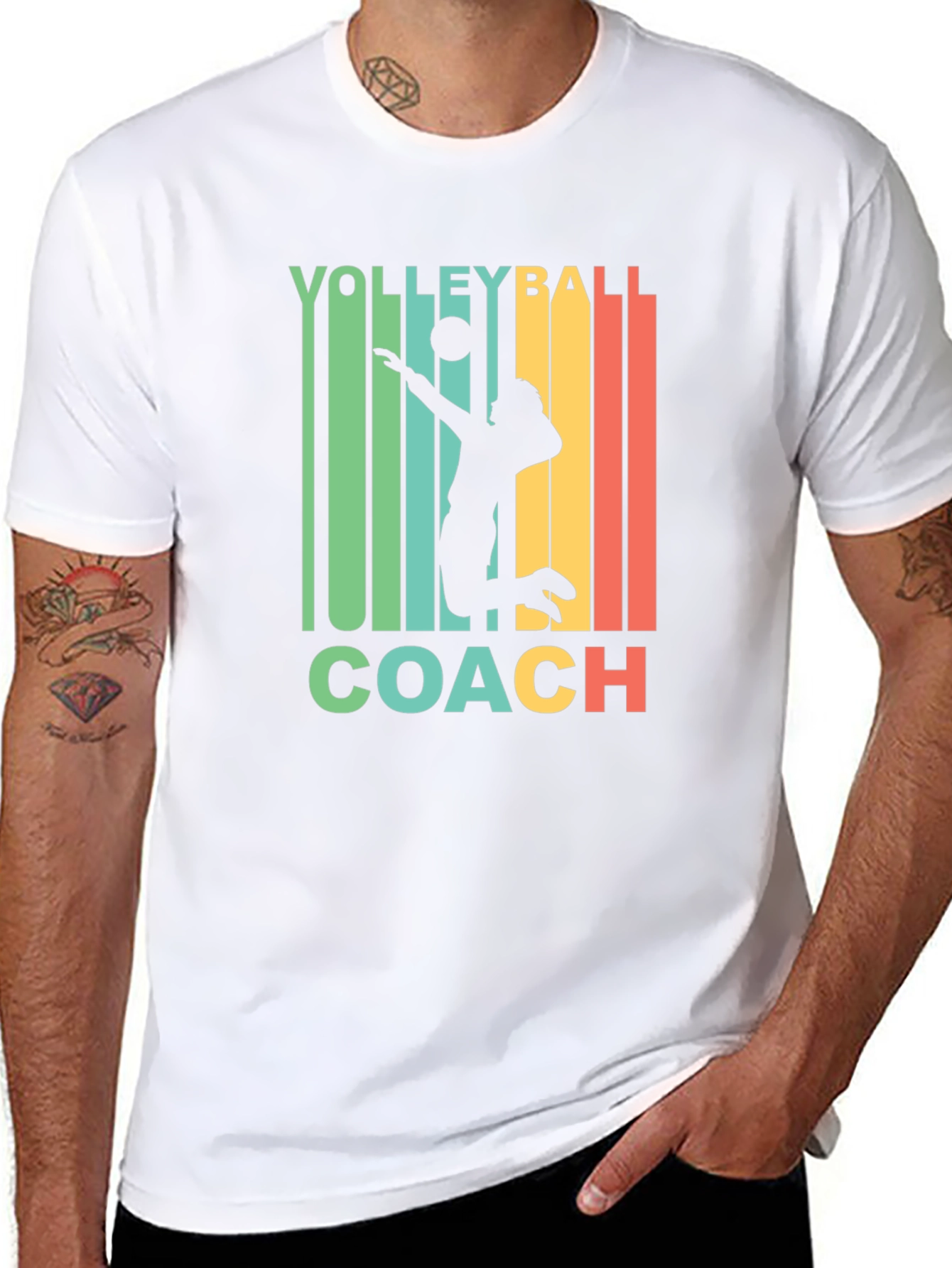 Black Volleyball Coach Retro T-Shirt  view 8