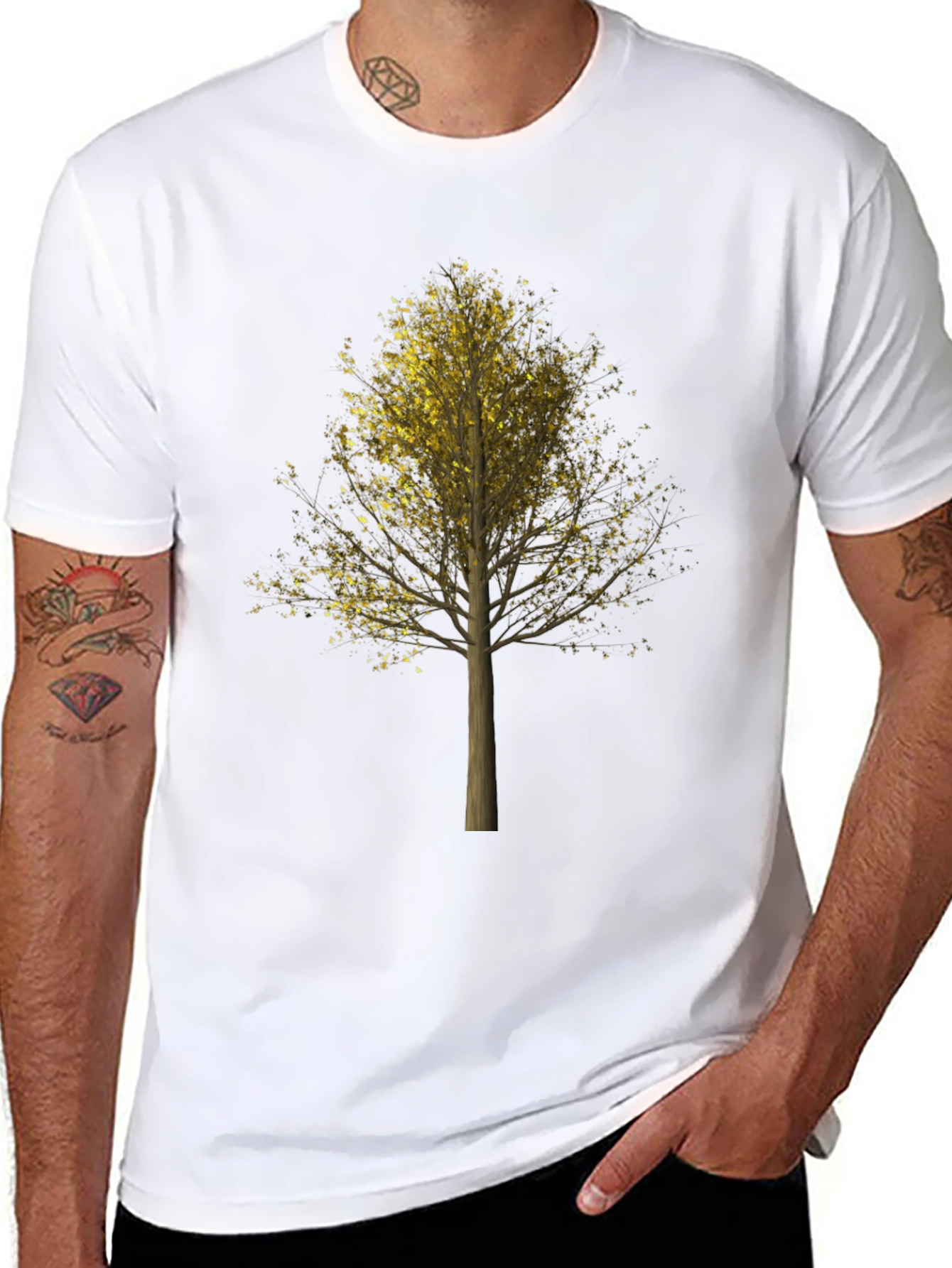 Black Nature Tree Graphic Black T-Shirt view 8