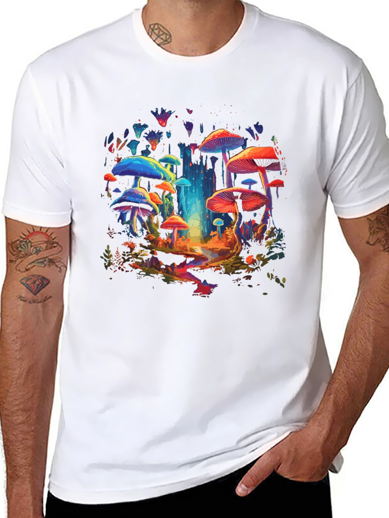 Black Psychedelic Mushroom T-Shirt - Vibrant Graphic Tee view 8