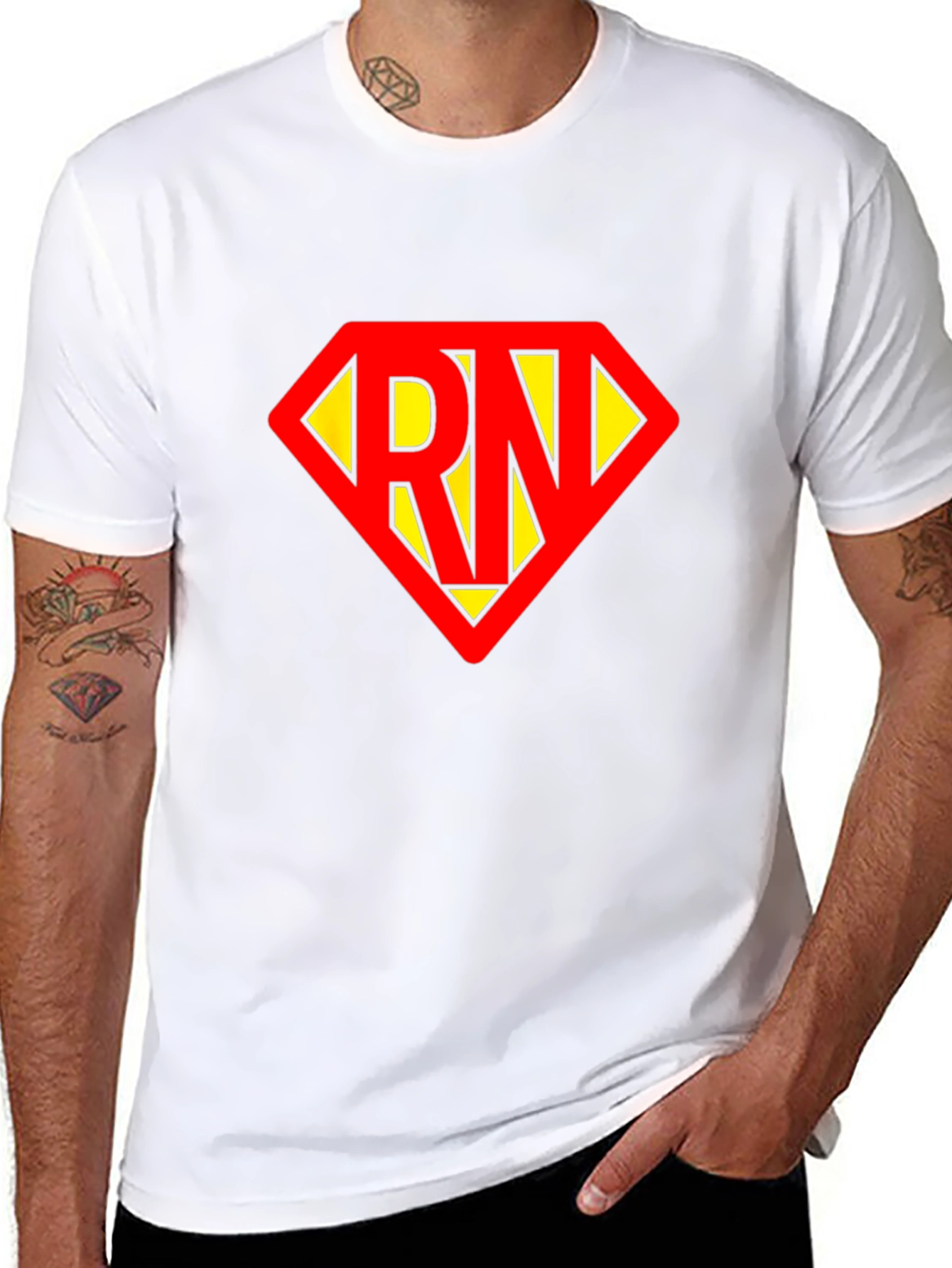 Black RN Superhero T-Shirt - Black Cotton Tee view 8