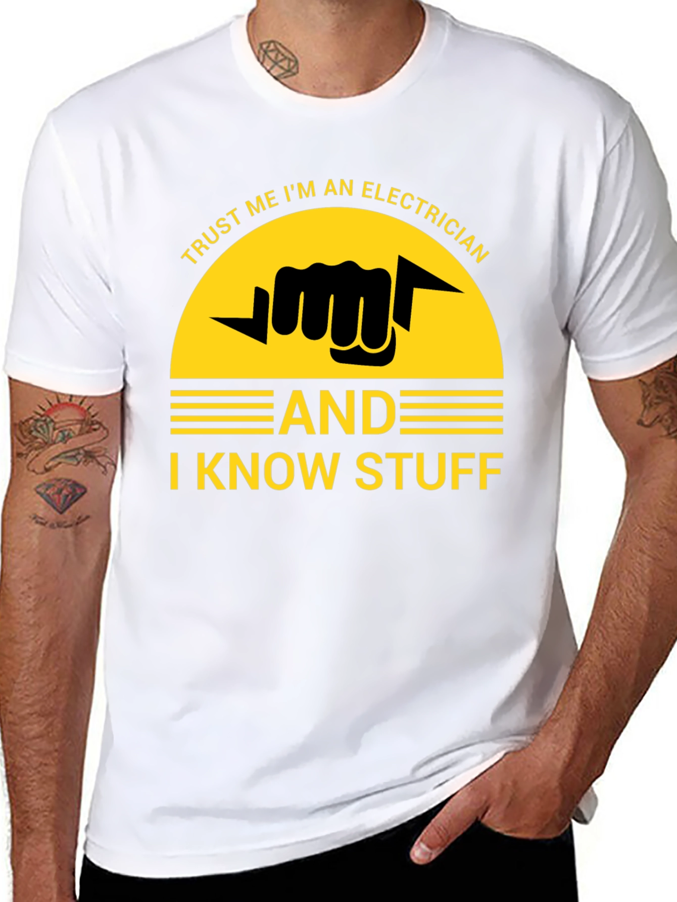 Black Trust Me I'm an Electrician T-Shirt view 8