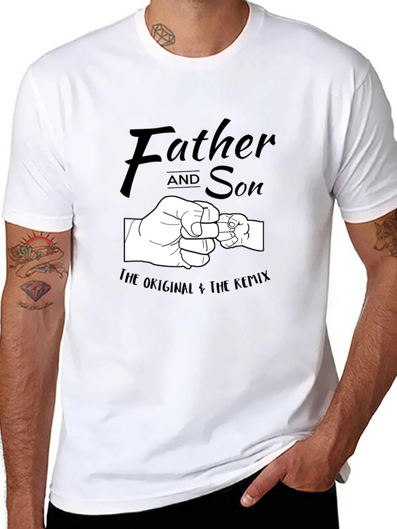 Black Father and Son Matching Fist Bump T-Shirt view 8