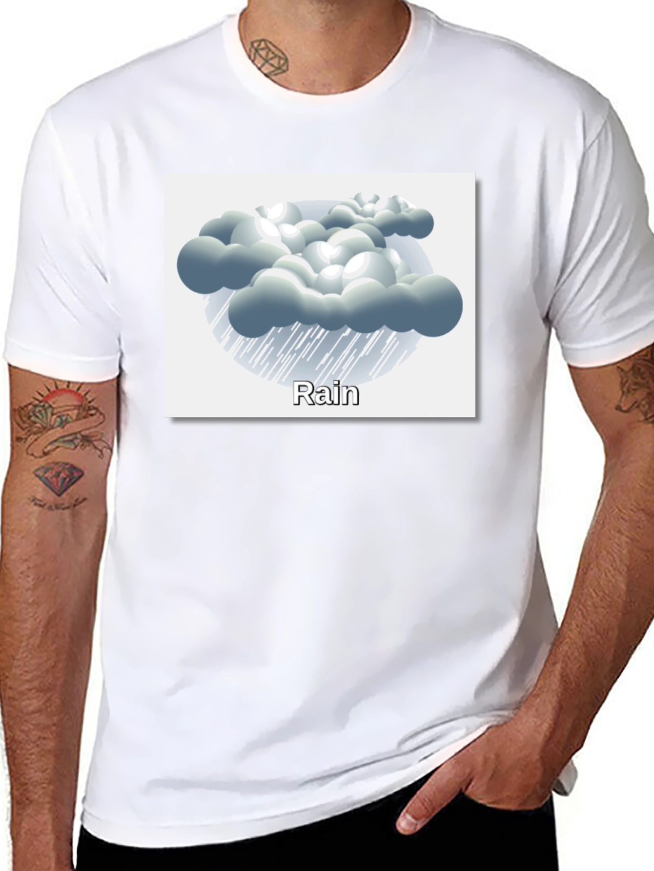Black Rain Cloud Graphic Tee - Weather Theme Shirt view 8