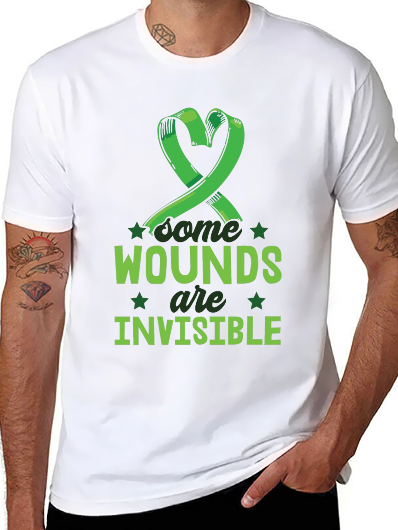 Black Invisible Wounds Awareness Tee view 8