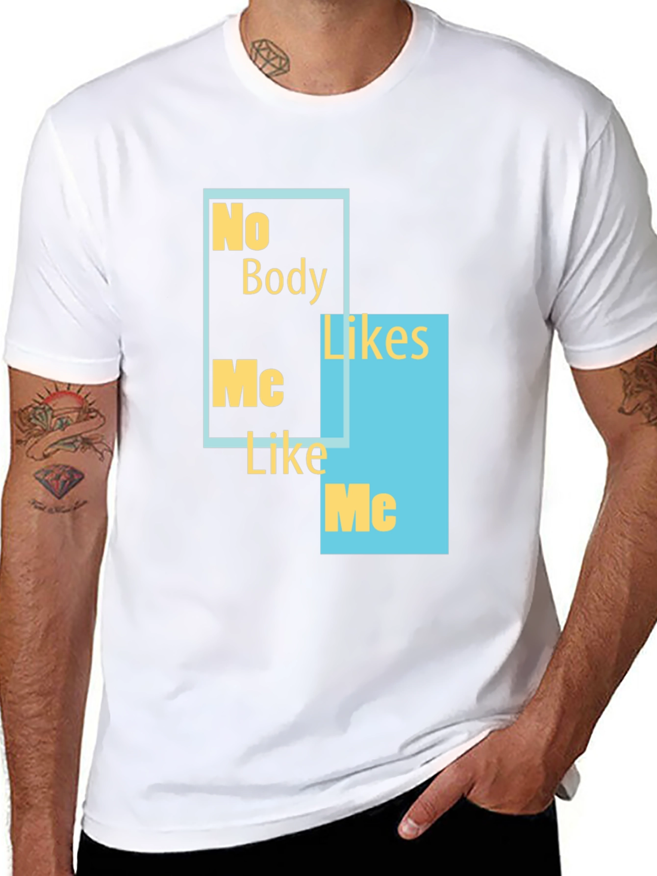 Black No Body Likes Me Funny Graphic Tee view 8