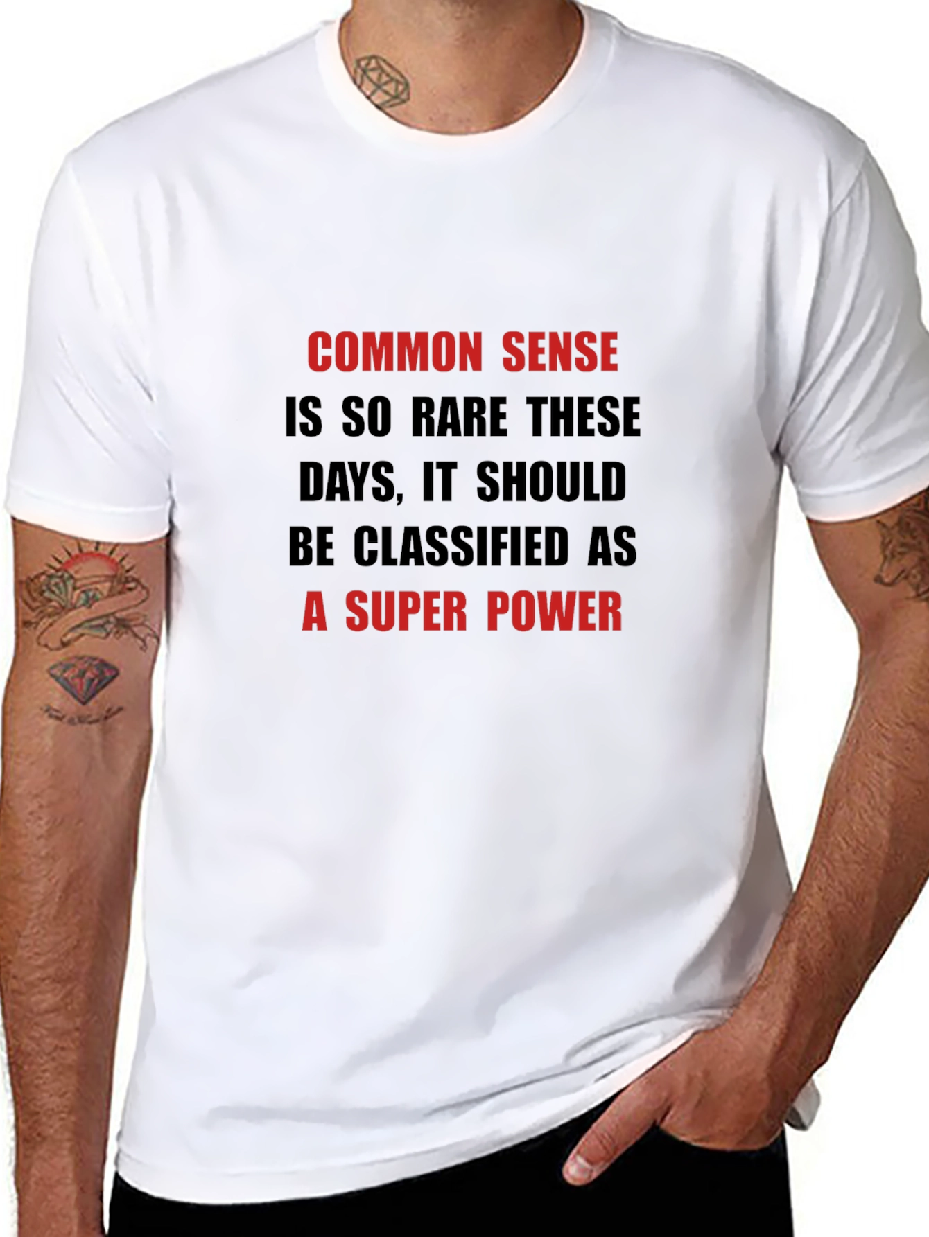 Black Common Sense Super Power Graphic T-Shirt view 8