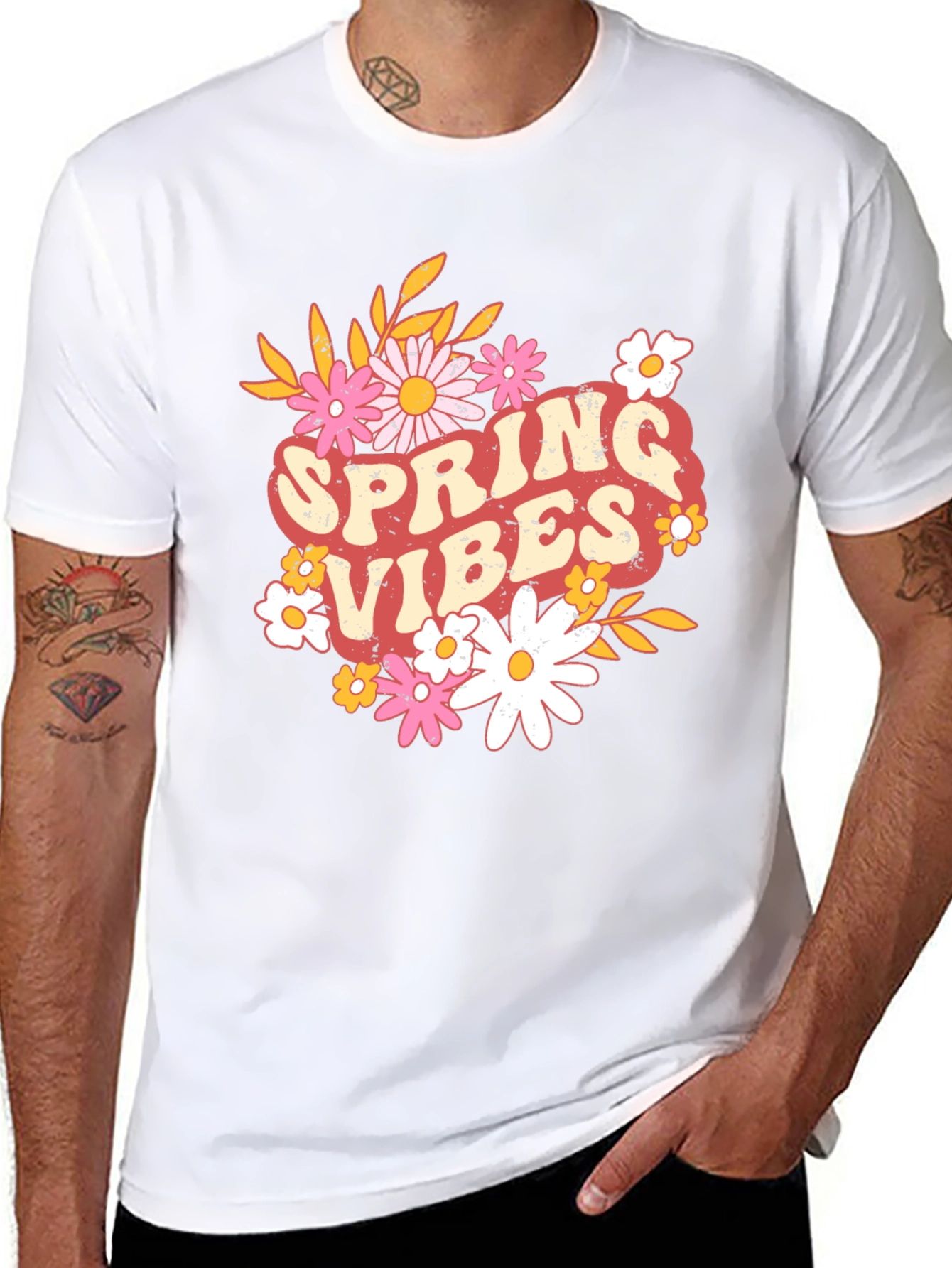Spring Vibes Graphic Tee - Retro Floral T-Shirt - 8