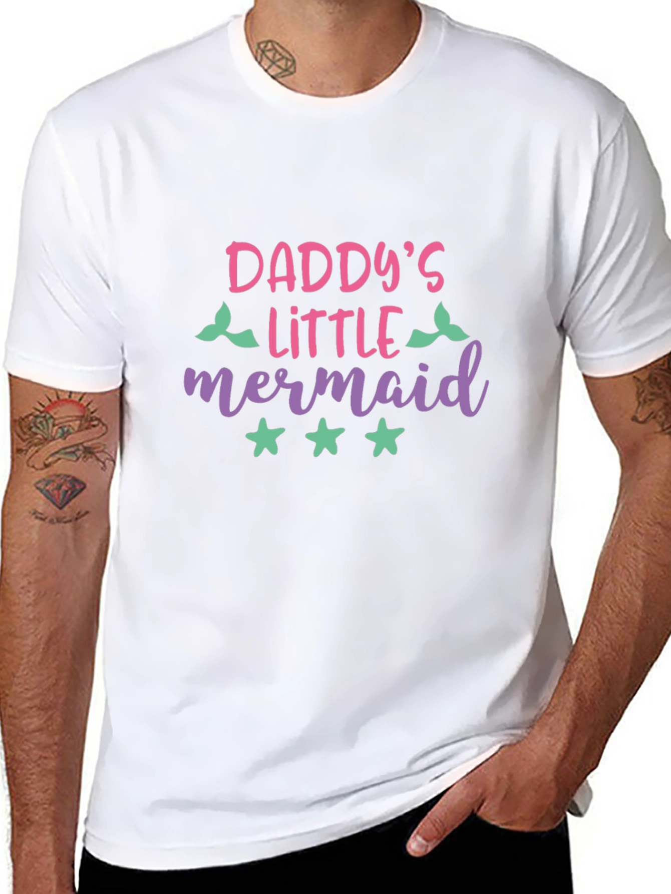 Black Daddy's Little Mermaid Graphic T-Shirt view 8