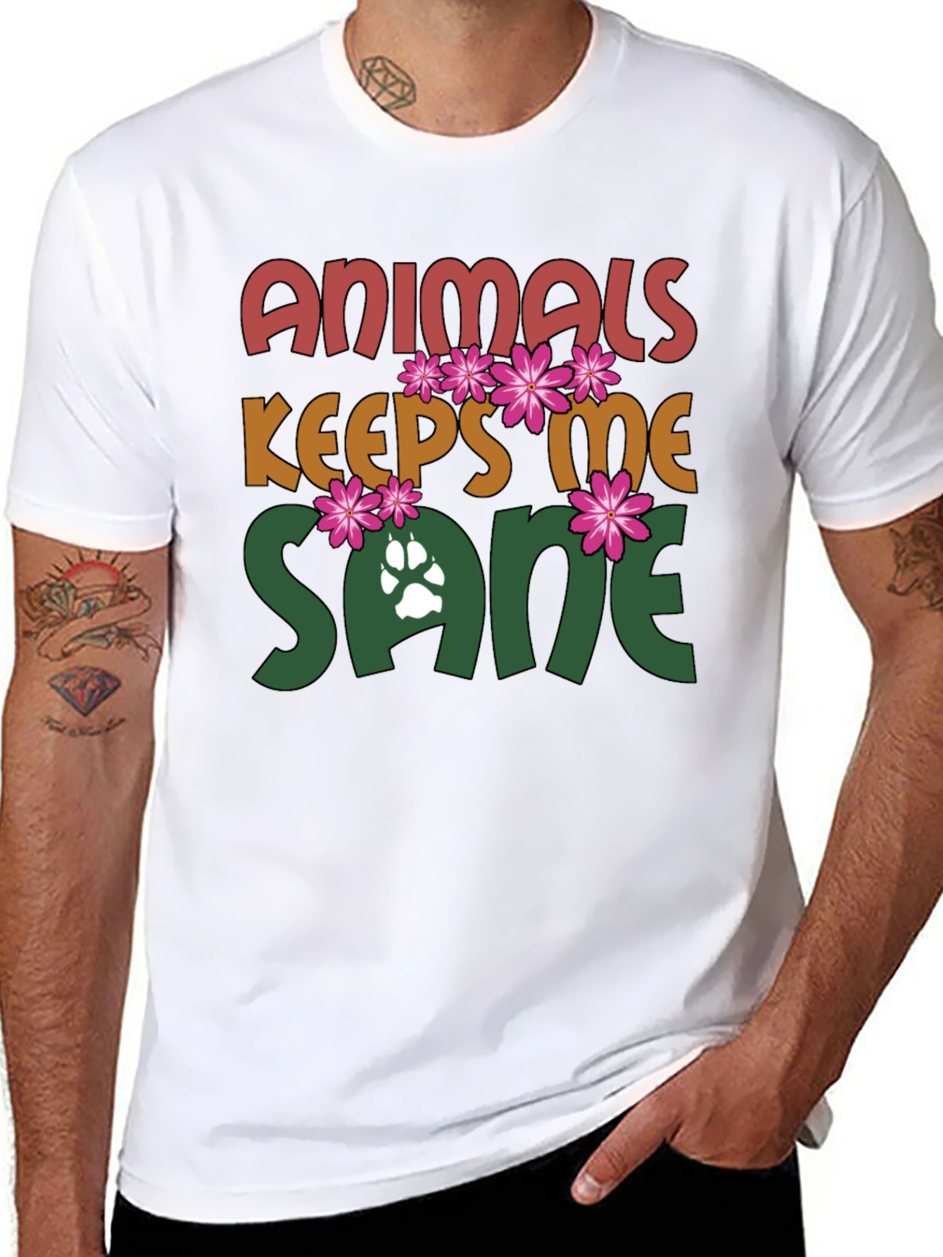 Black Animals Keep Me Sane Graphic Tee view 8