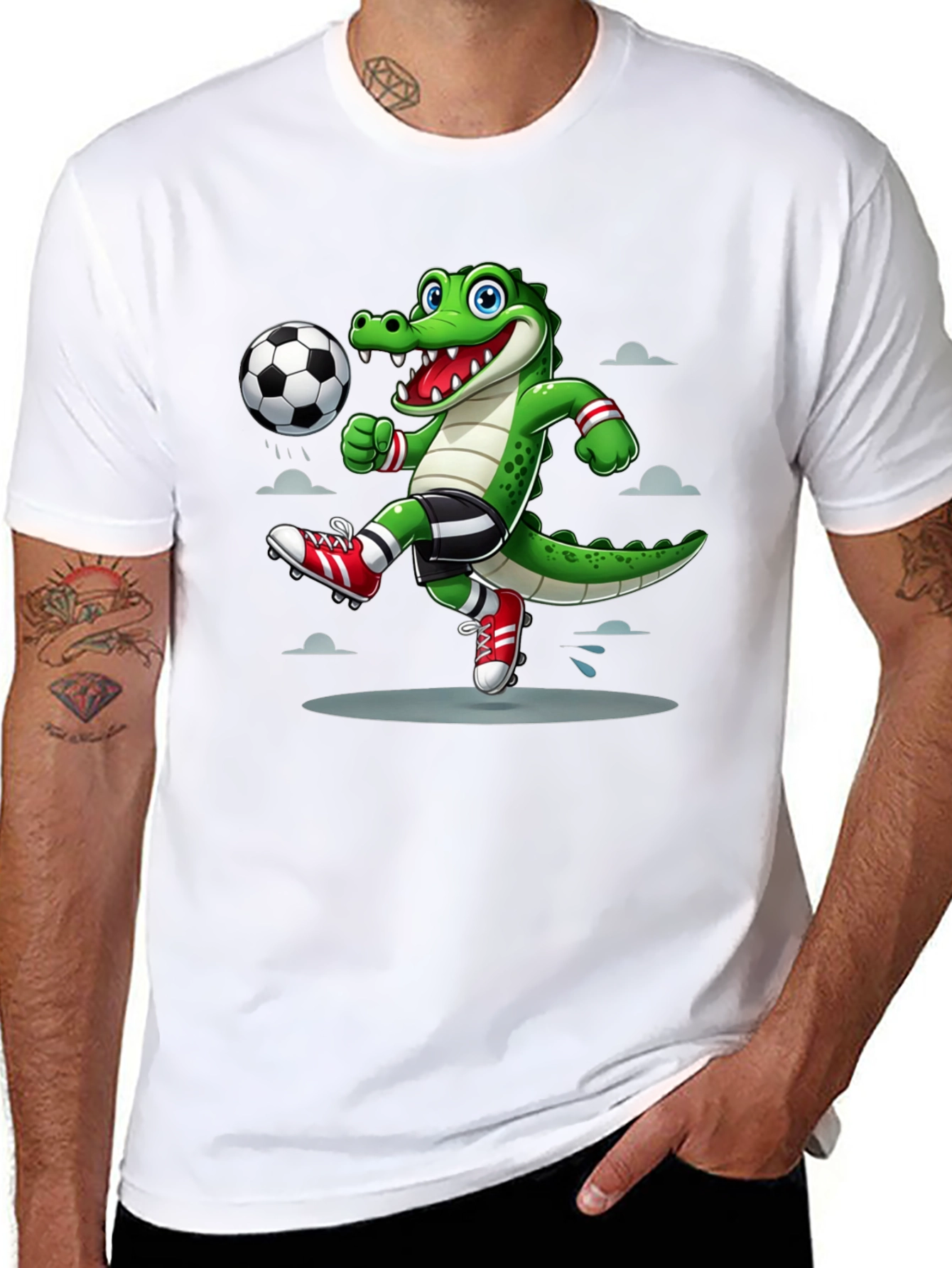 Black Alligator Soccer T-Shirt - Cool Sports Graphic Tee view 8