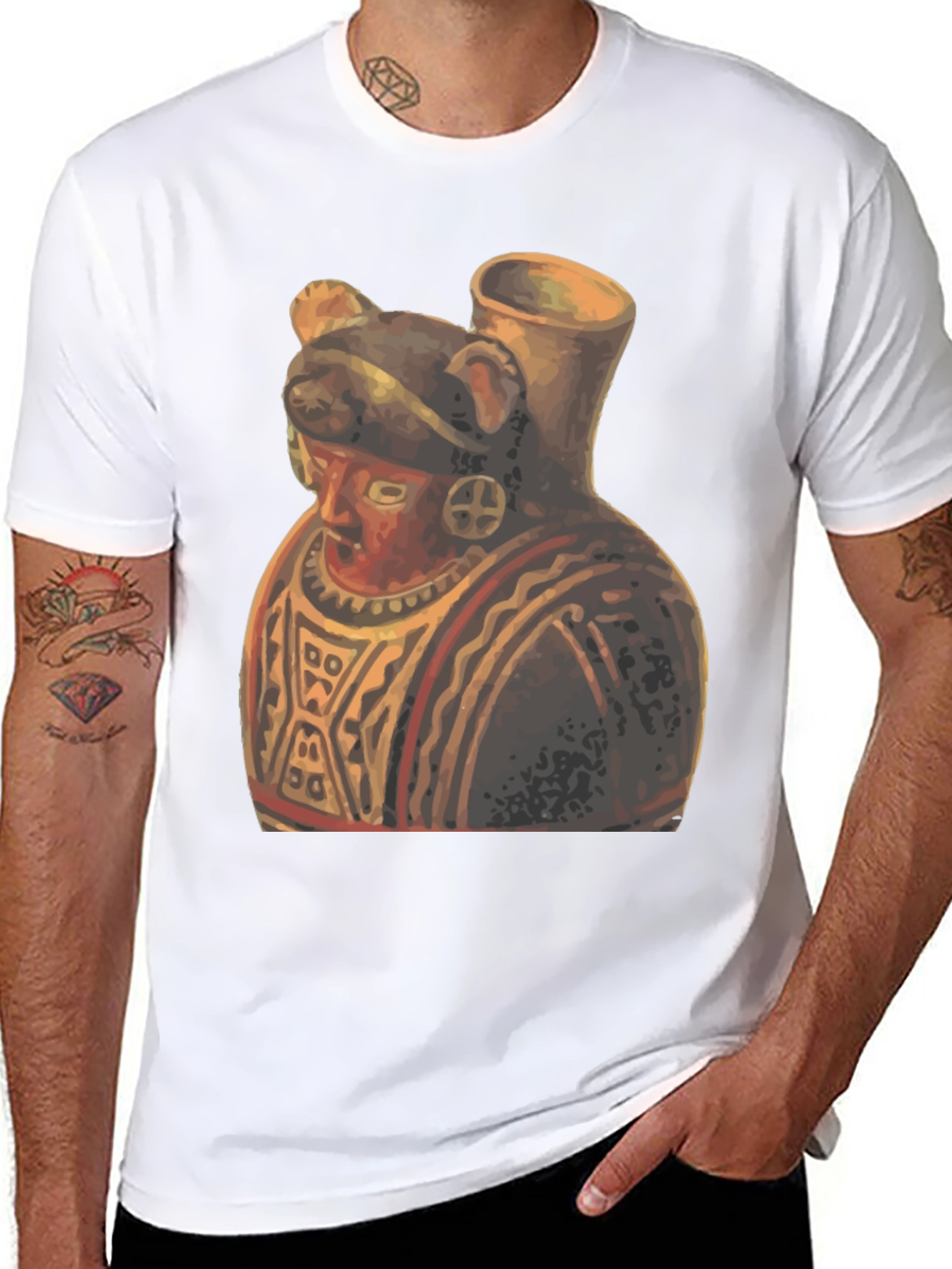 Black Unique Artistic Graphic Tee - Anthropomorphic Pottery view 8