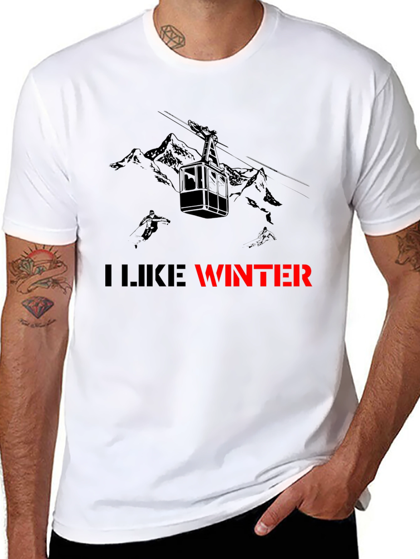 Black I Like Winter Graphic Tee - Black view 8
