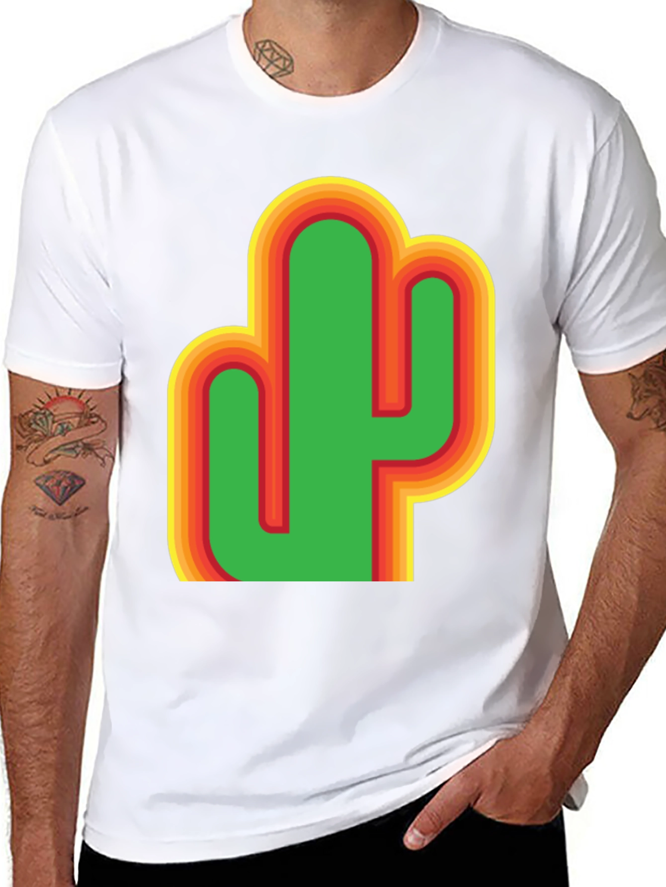 Black Retro Cactus Graphic T-Shirt view 8