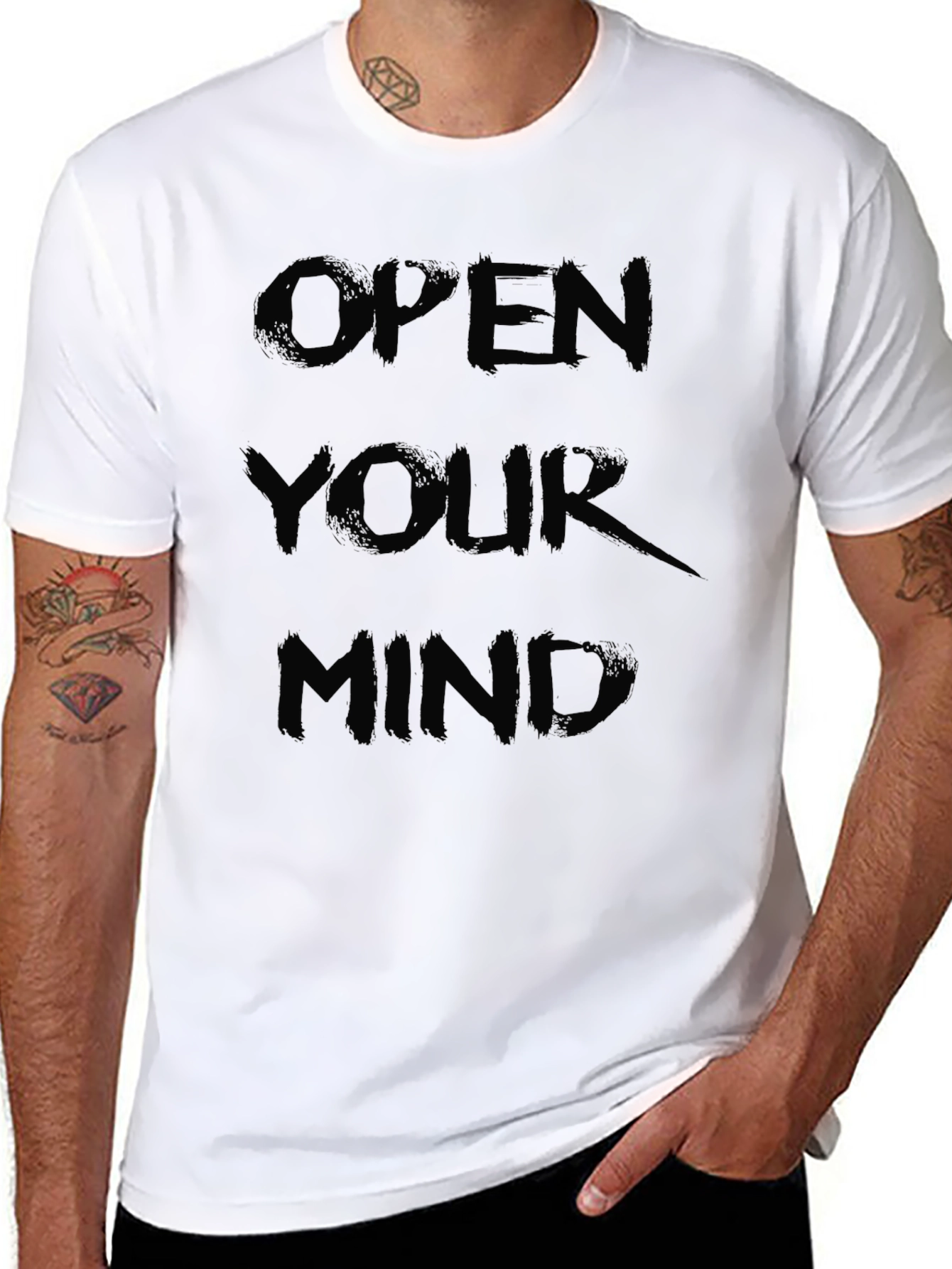 Black Open Your Mind Graphic T-Shirt - Black view 8