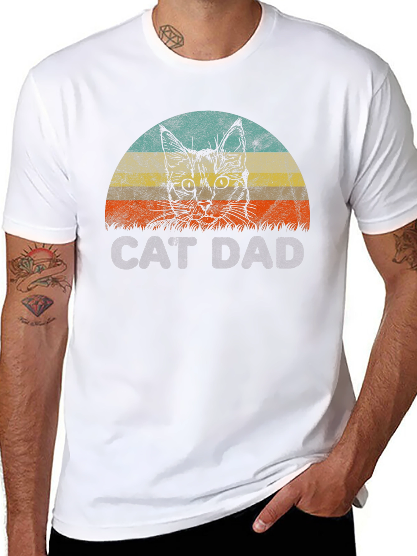 Black Cat Dad Graphic T-Shirt - Vintage Style view 8