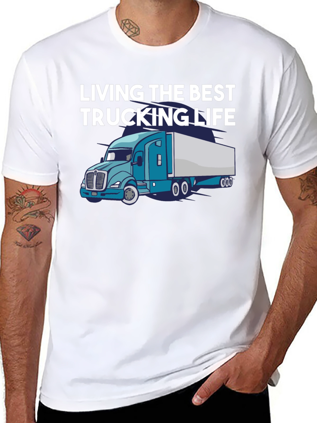 Black Living the Best Trucking Life Tee view 8