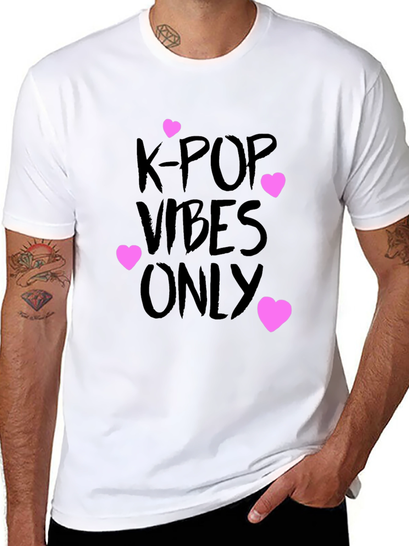Black K-Pop Vibes Only Graphic Tee - Black view 8