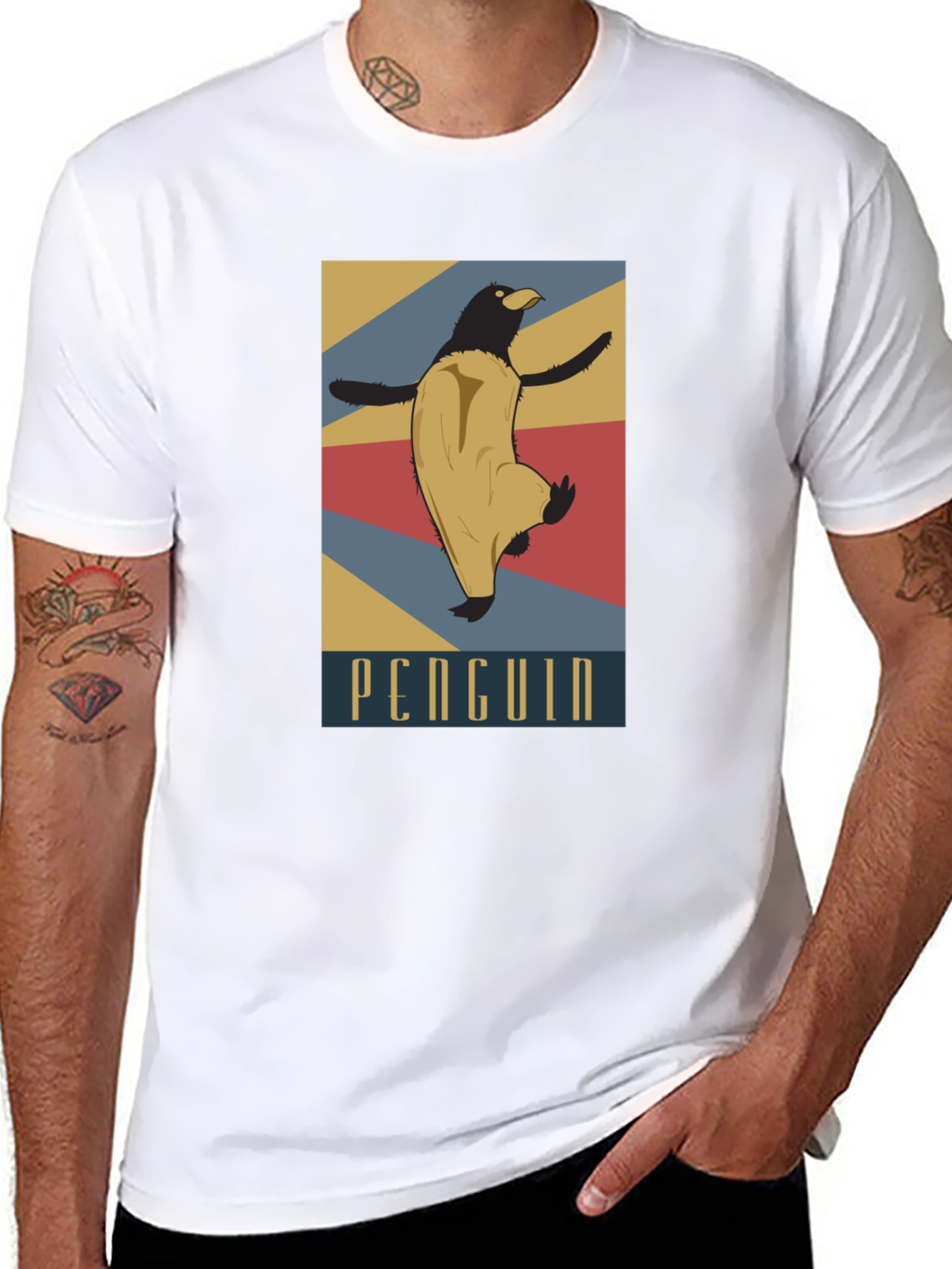 Black Retro Penguin Graphic Tee view 8