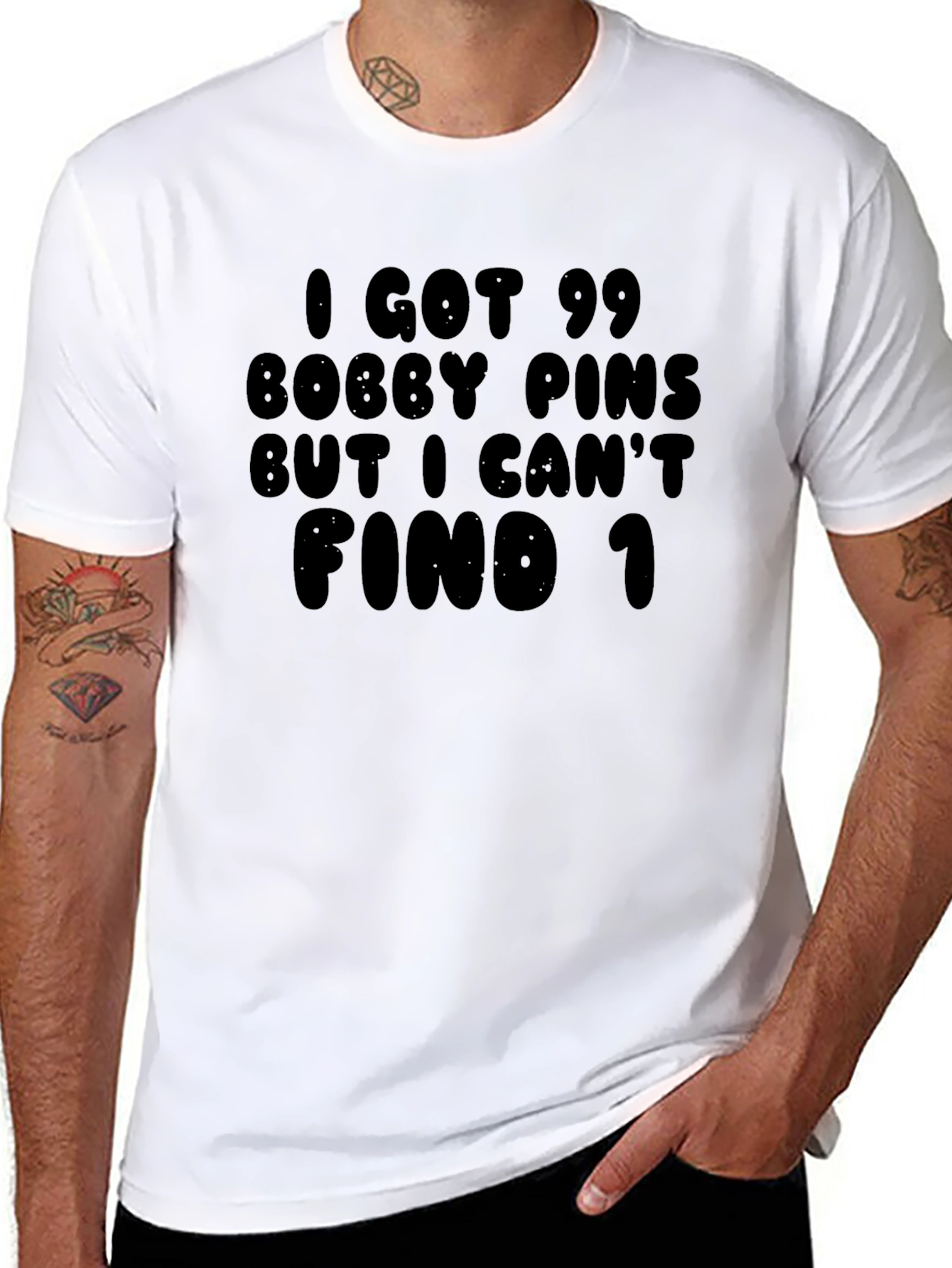 Black Funny Bobby Pins Graphic T-Shirt view 8