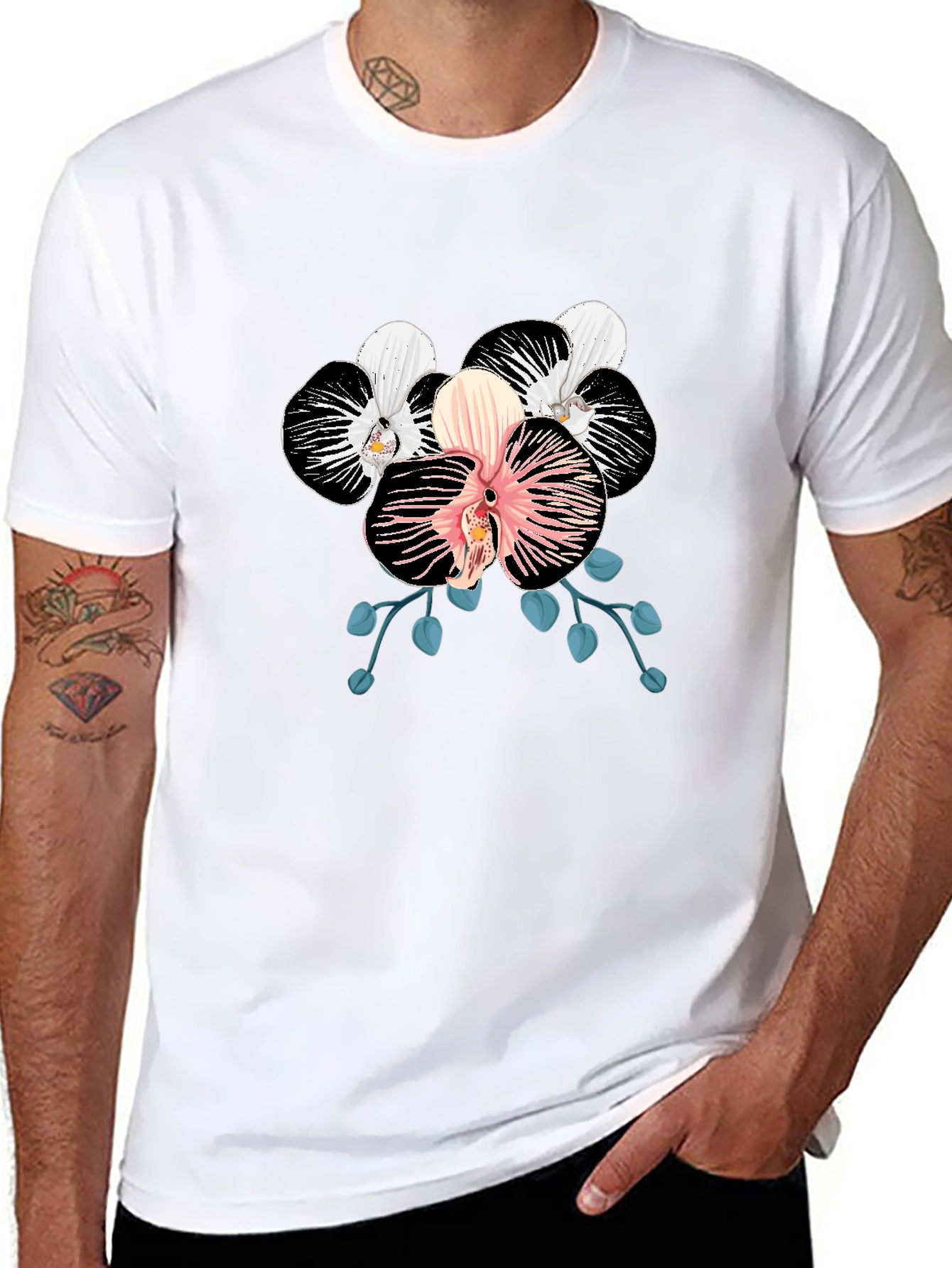 Black Orchid Graphic Print Black T-Shirt view 8