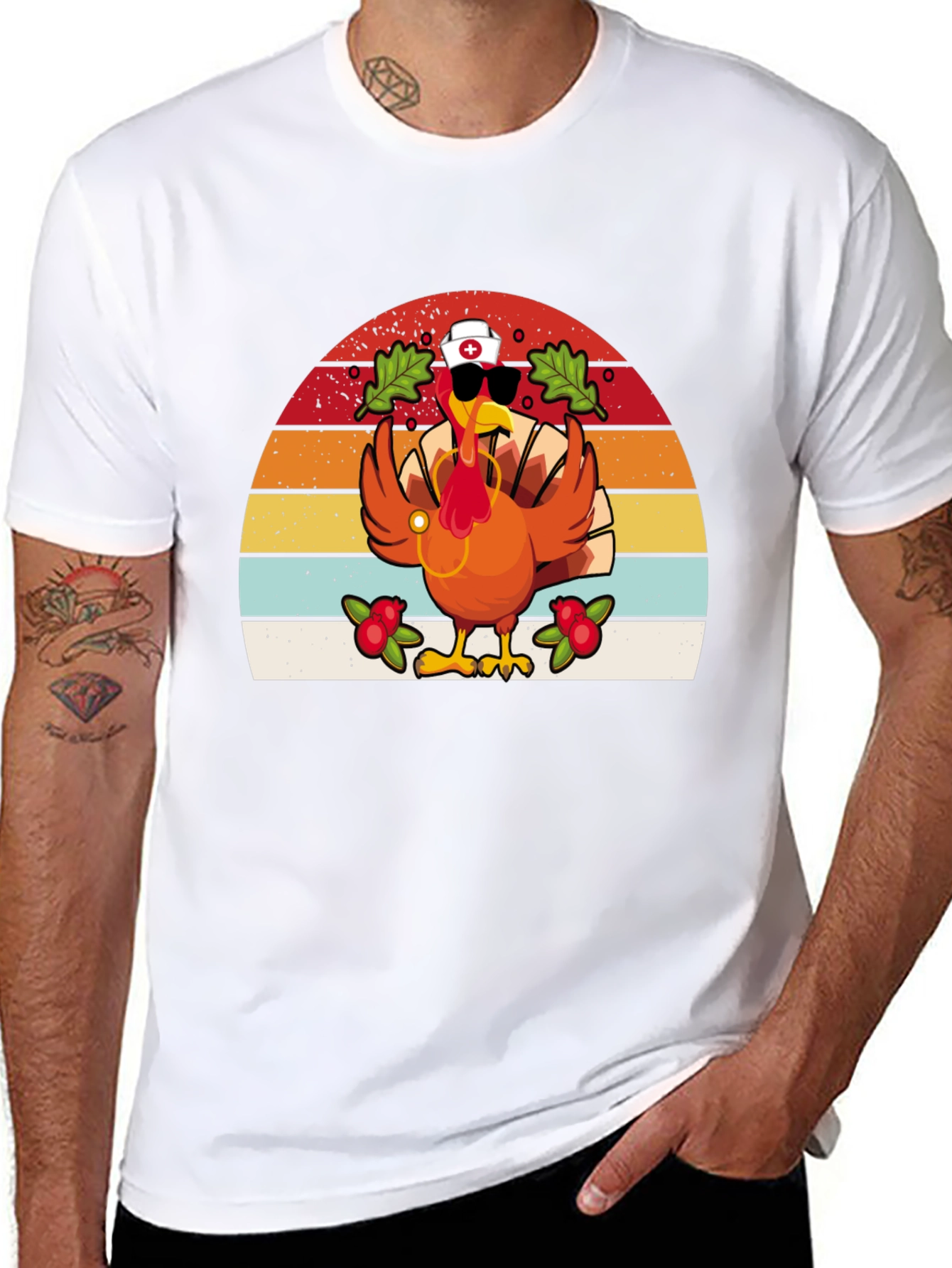 Black Thanksgiving Nurse Turkey T-Shirt view 8