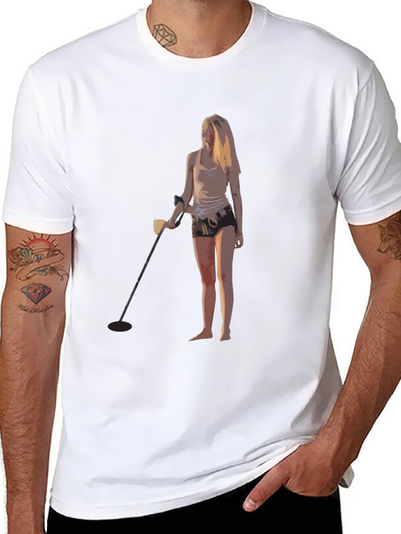 Black Metal Detecting Girl Graphic T-Shirt - Black view 8