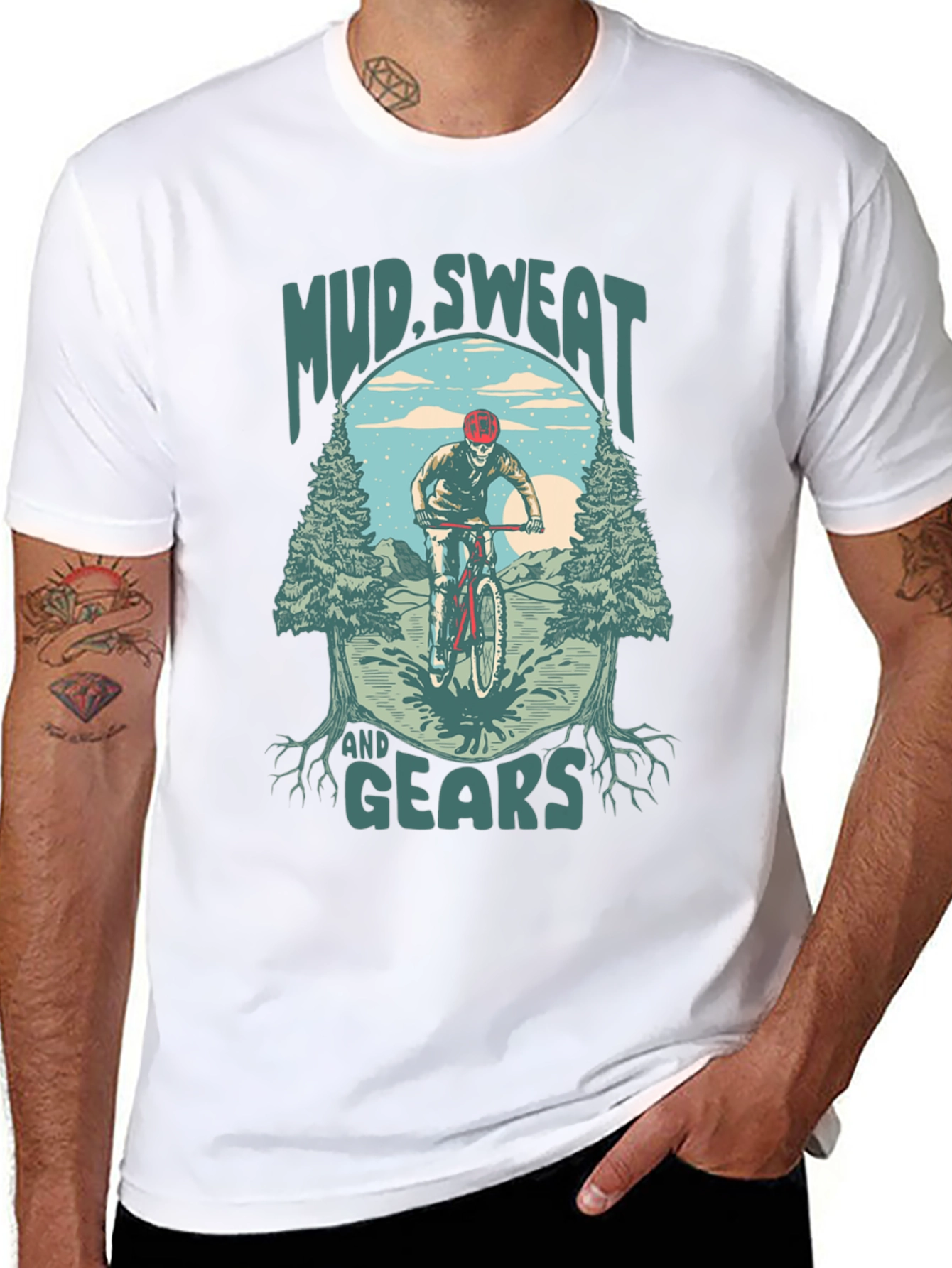 Black Mud Sweat and Gears Mountain Bike Graphic T-Shirt view 8
