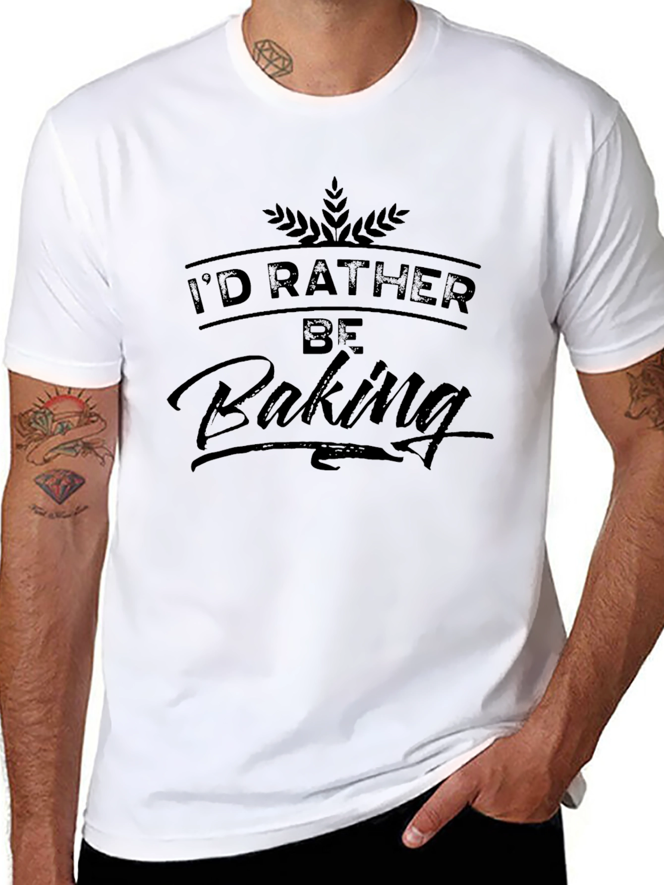 Black I'd Rather Be Baking T-Shirt - Cotton Blend view 8