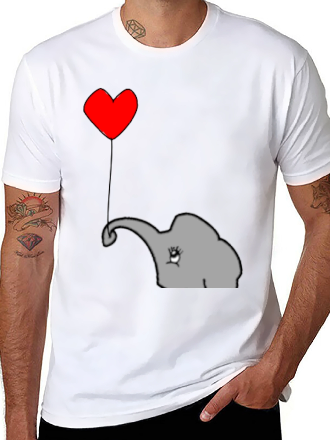 Black Elephant Heart Balloon T-Shirt - Cute Animal Tee view 8
