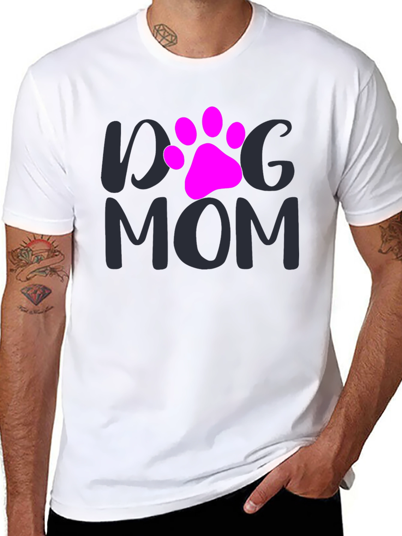 Black Dog Mom T-Shirt - Paw Print Graphic Tee view 8