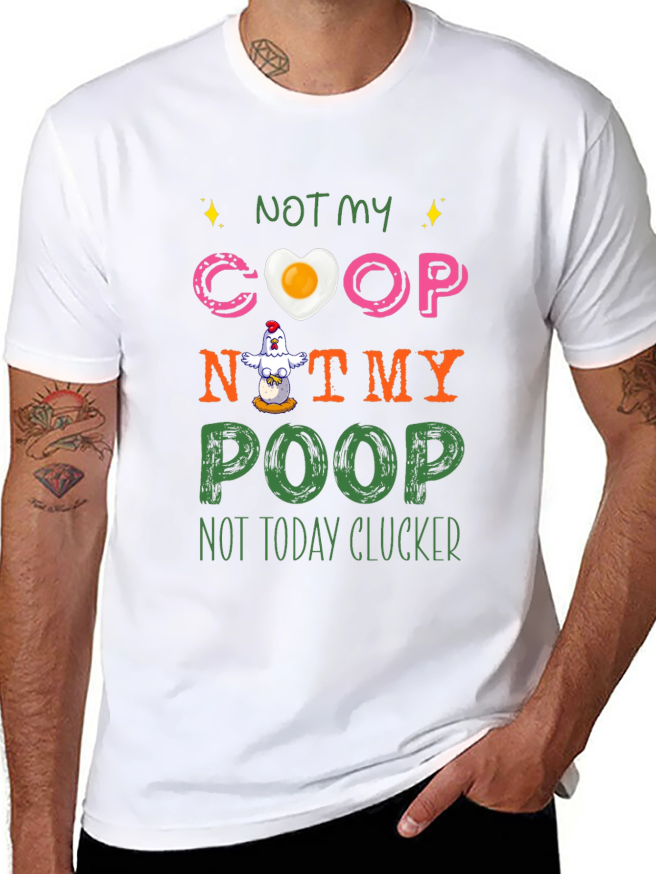 Black Funny Chicken T-Shirt - Not My Coop, Not My Poop view 8